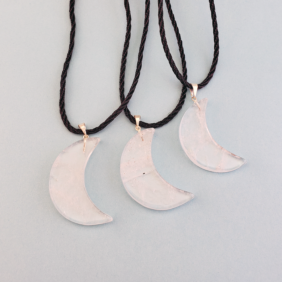 Crescent moon crystal necklace deals