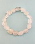Quartz Crystal Gemstone Nugget Stretch Bracelet - Blue Background