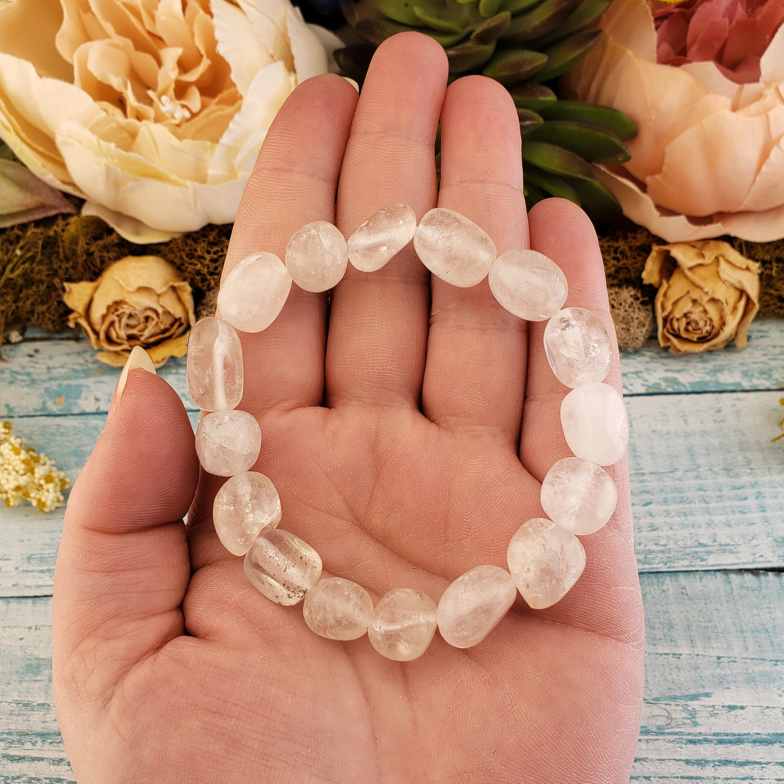 Rose quartz crystal bracelet - Genuine Gemstone Bracelet – CRYSTALS.COM