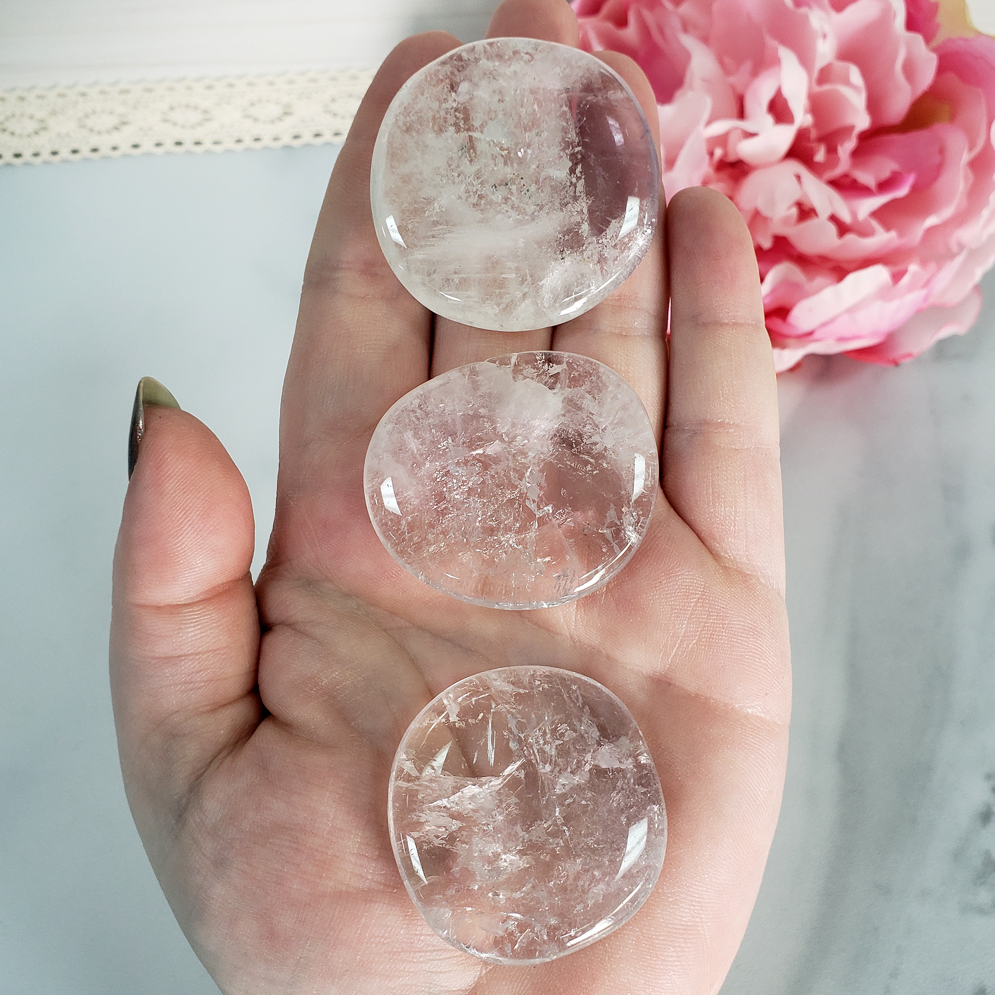 Quartz Natural Crystal Palm Stone Worry Stone Meditation Tool - 2