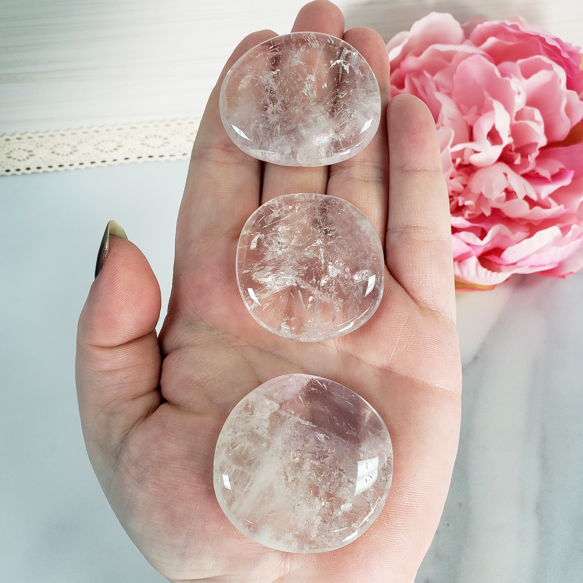 Quartz Natural Crystal Palm Stone Worry Stone Meditation Tool