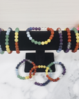 Rainbow Crystal Chakra Bracelet | 7-8mm Natural Gemstone Bead Bracelet - On Jewelry Form