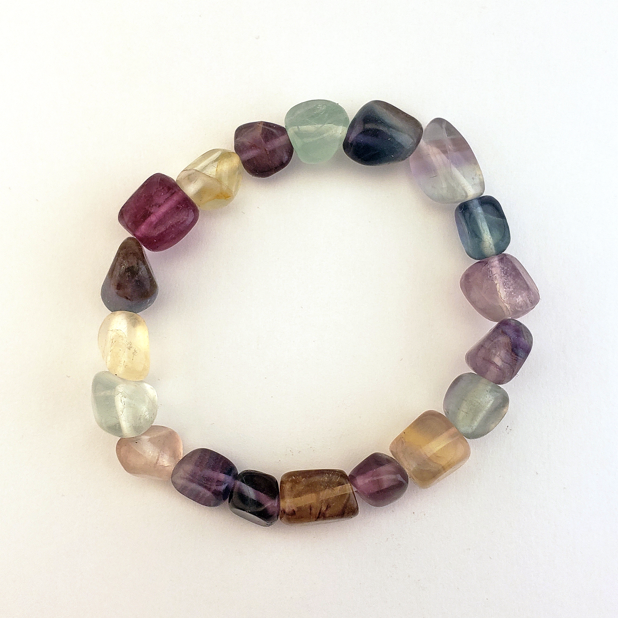 Fluorite Crystal Nugget Stretch Bracelet