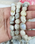 Rainbow Moonstone Crystal Natural Gemstone Nugget Bead Bracelet - in Hand