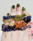 Rainbow Seven Chakra Natural Crystal Chip Bead Bracelet | Chakra Crystals