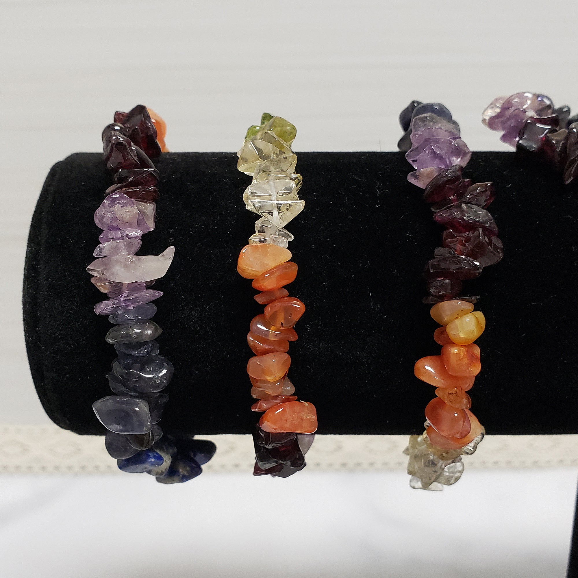 Rainbow Seven Chakra Natural Crystal Chip Bead Bracelet | Chakra Balancing