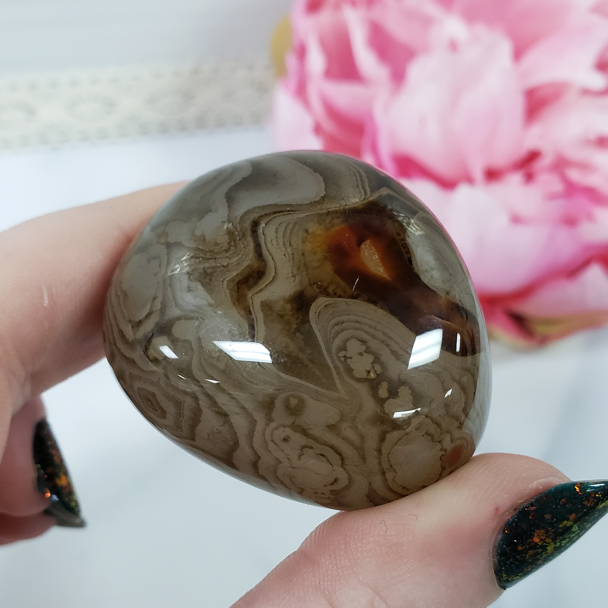 Unique Banded Agate Stone Natural Crystal Freeform Palm Stone | Ranger