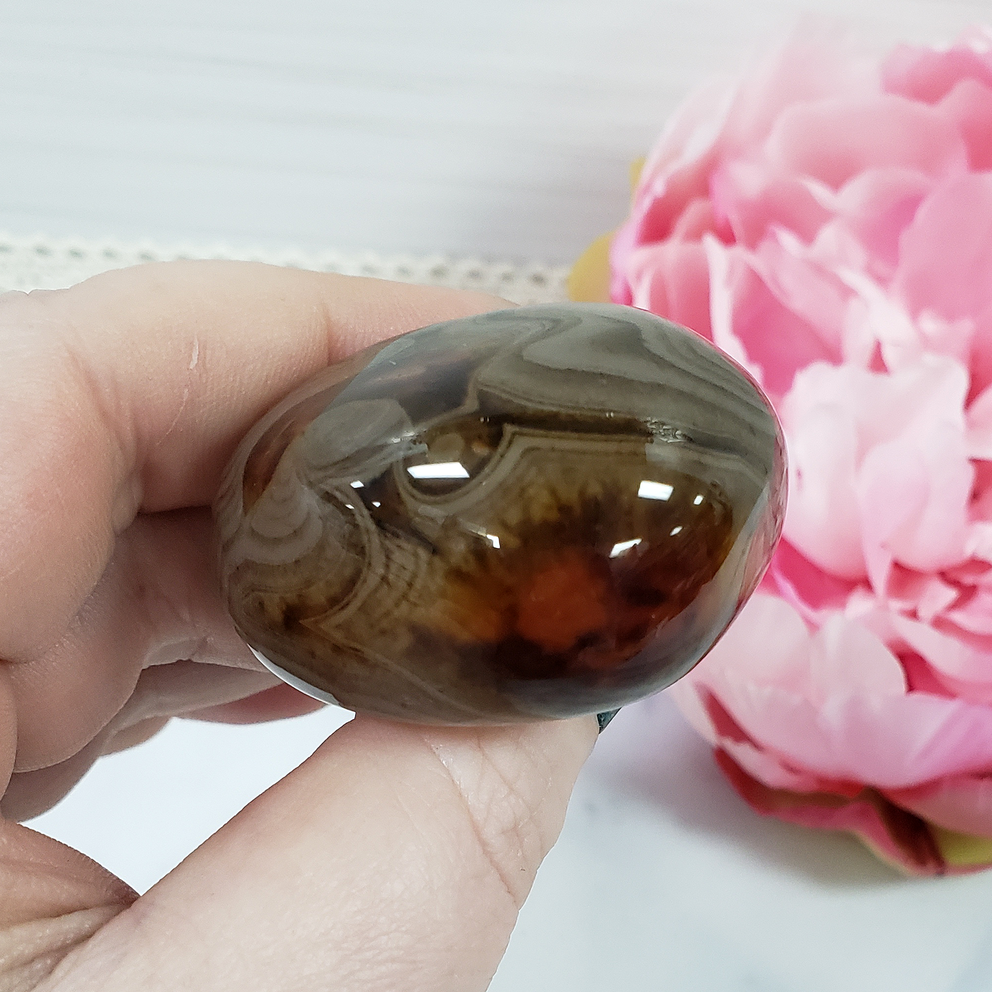 Unique Banded Agate Stone Natural Crystal Freeform Palm Stone | Ranger - 3