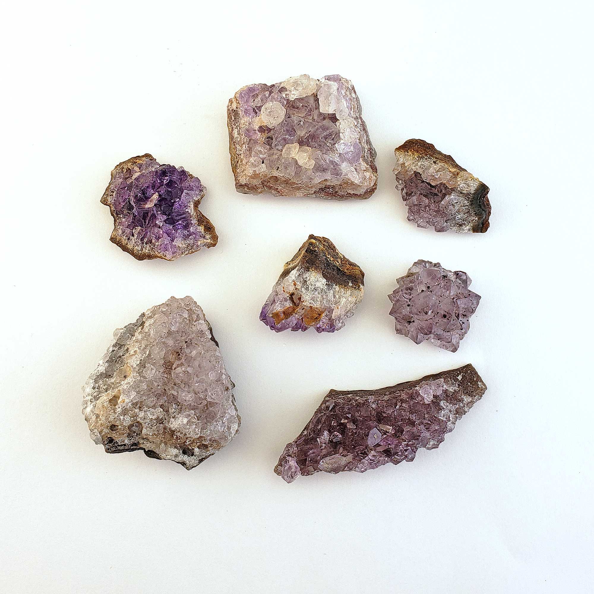 MINI Druzy Raw Amethyst Crystal Clusters - 3 Ounce Bag - White background
