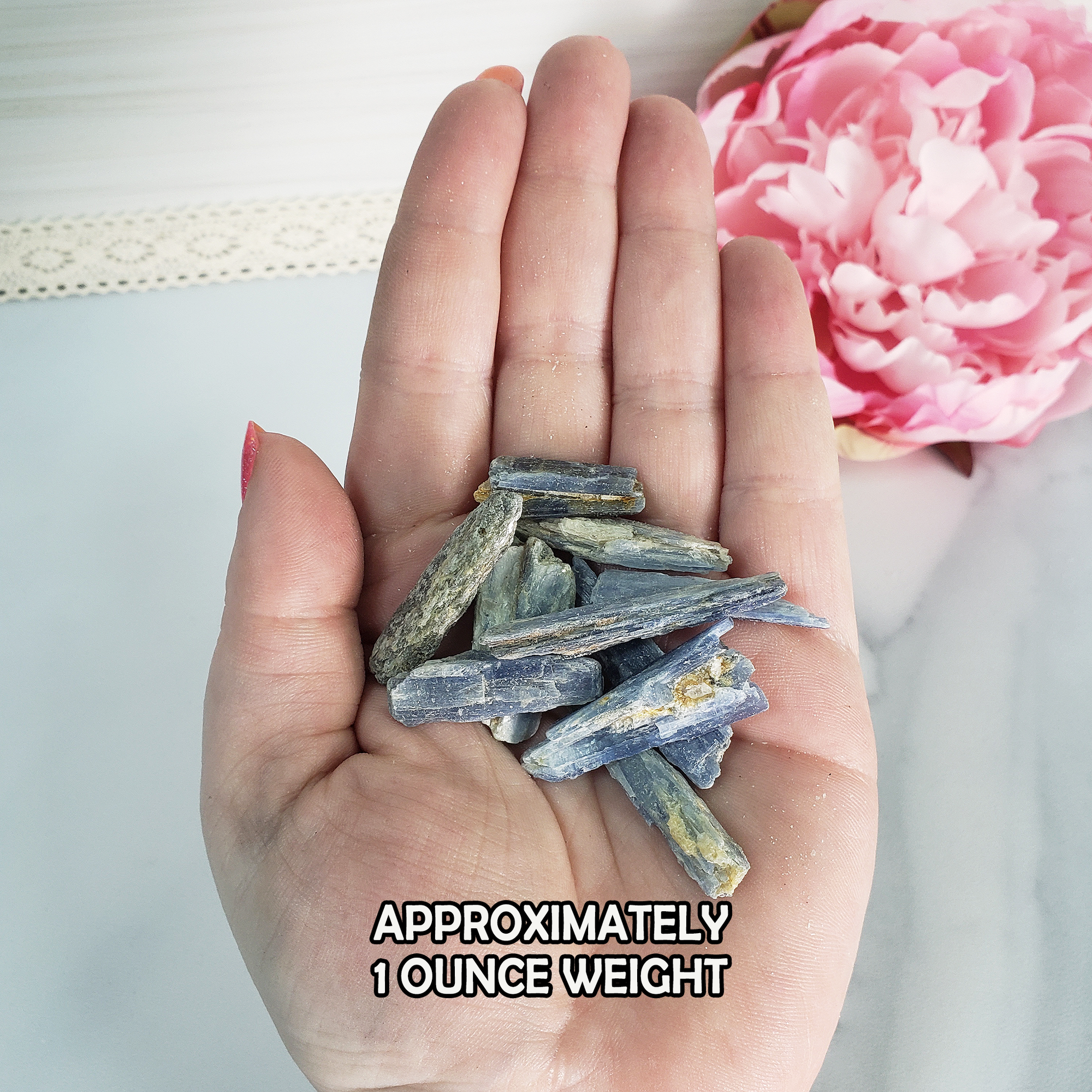 Blue Kyanite Crystal Natural Raw Rough Gemstones By the Ounce - 1 ounce in hand