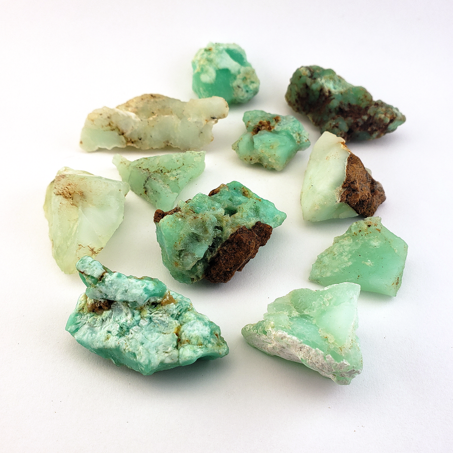 Chrysoprase Natural Raw Crystal Rough Gemstone - High Quality Small - White Background 4