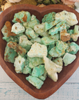 Chrysoprase Natural Raw Crystal Rough Gemstone - High Quality Small - in a wooden bowl