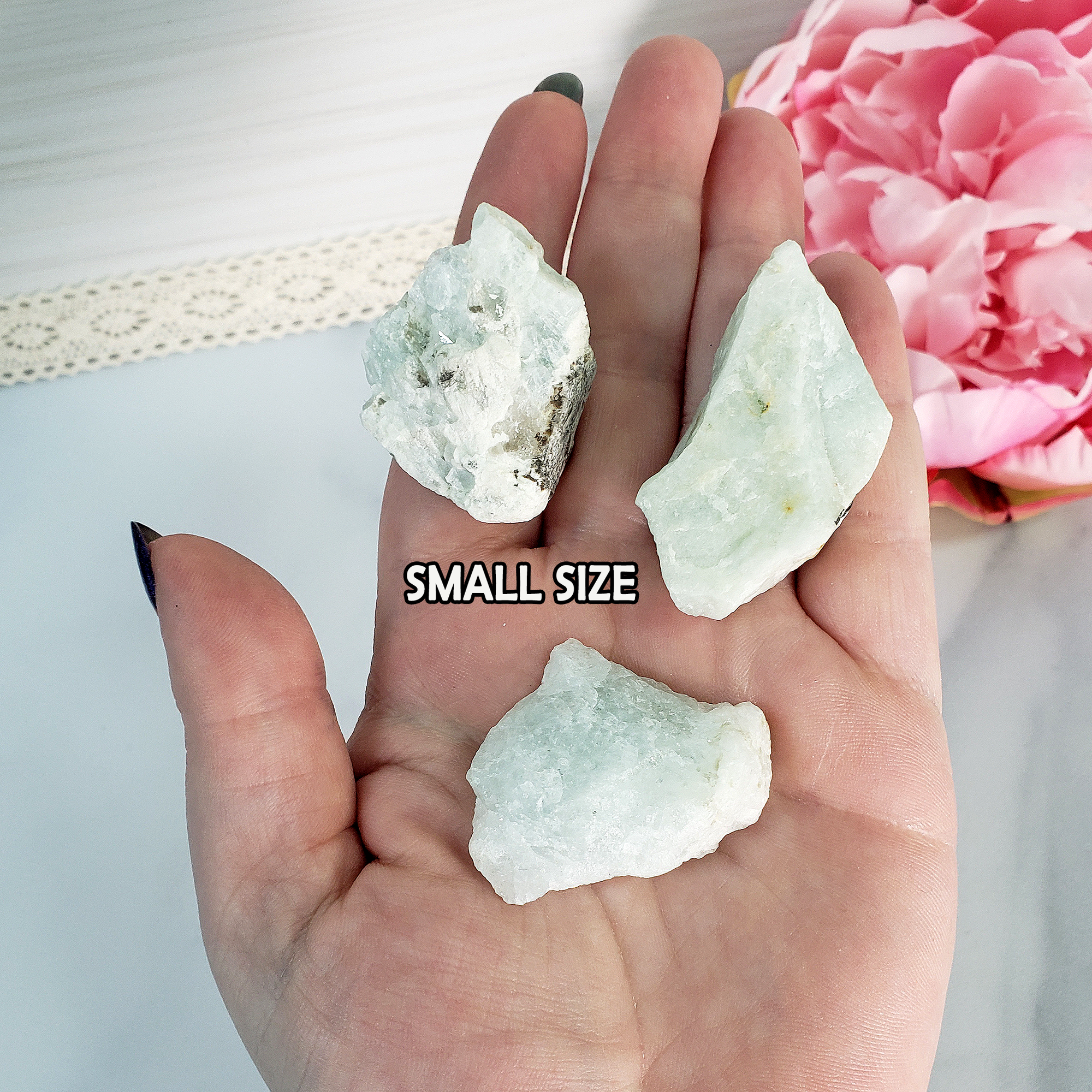 Raw Aquamarine Crystal Beryl Stone Rough Gemstone | Multiple Sizes - Small Size in Hand