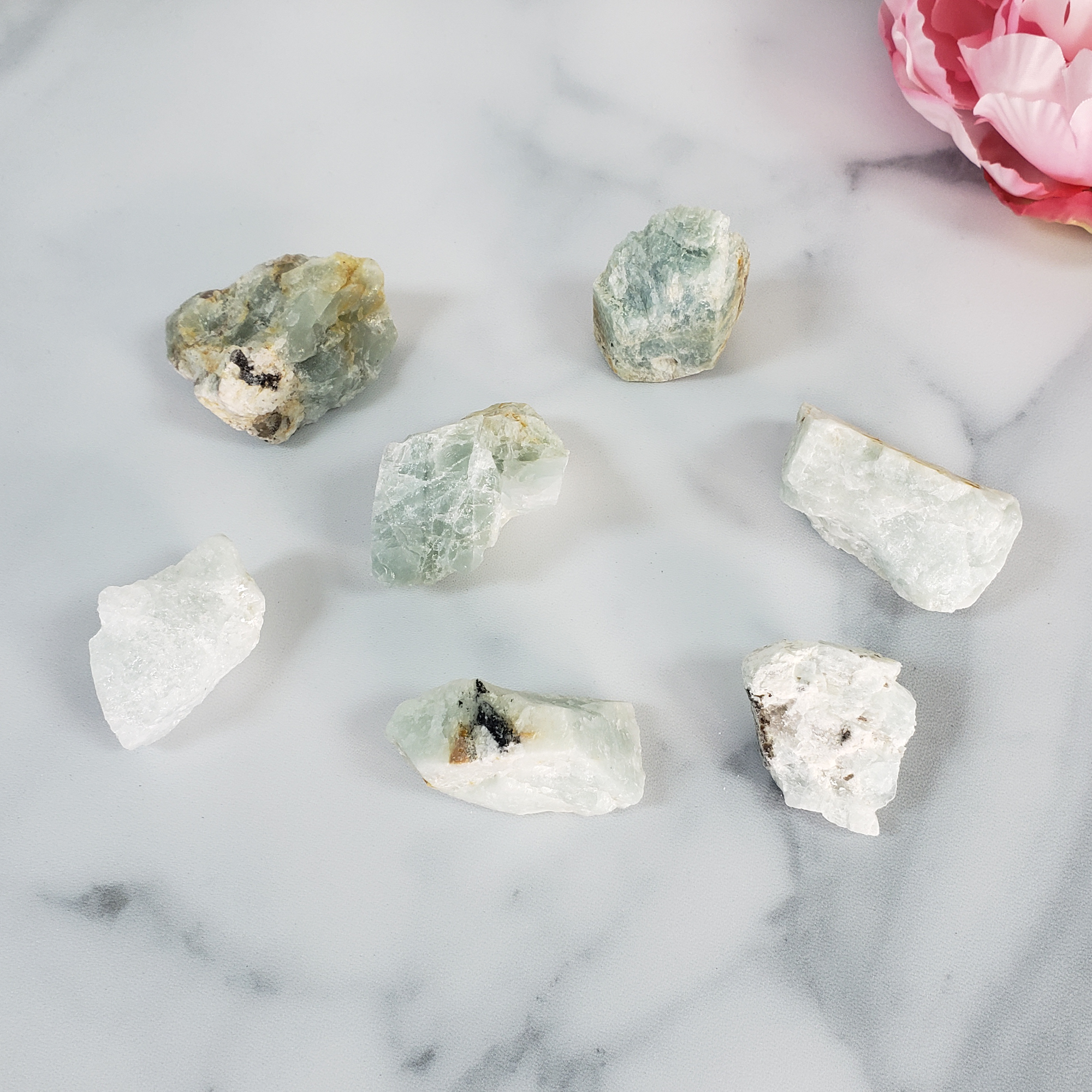 Raw Aquamarine Crystal Beryl Stone Rough Gemstone | Multiple Sizes - From Above