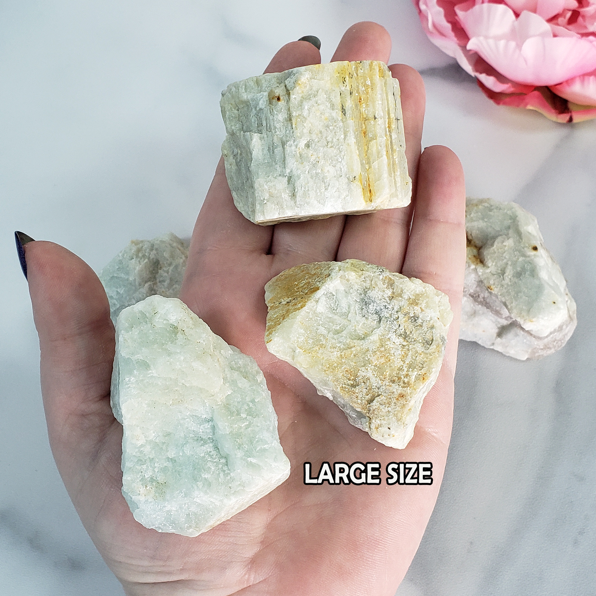 Raw Aquamarine Crystal Beryl Stone Rough Gemstone | Multiple Sizes - Large Size in Hand