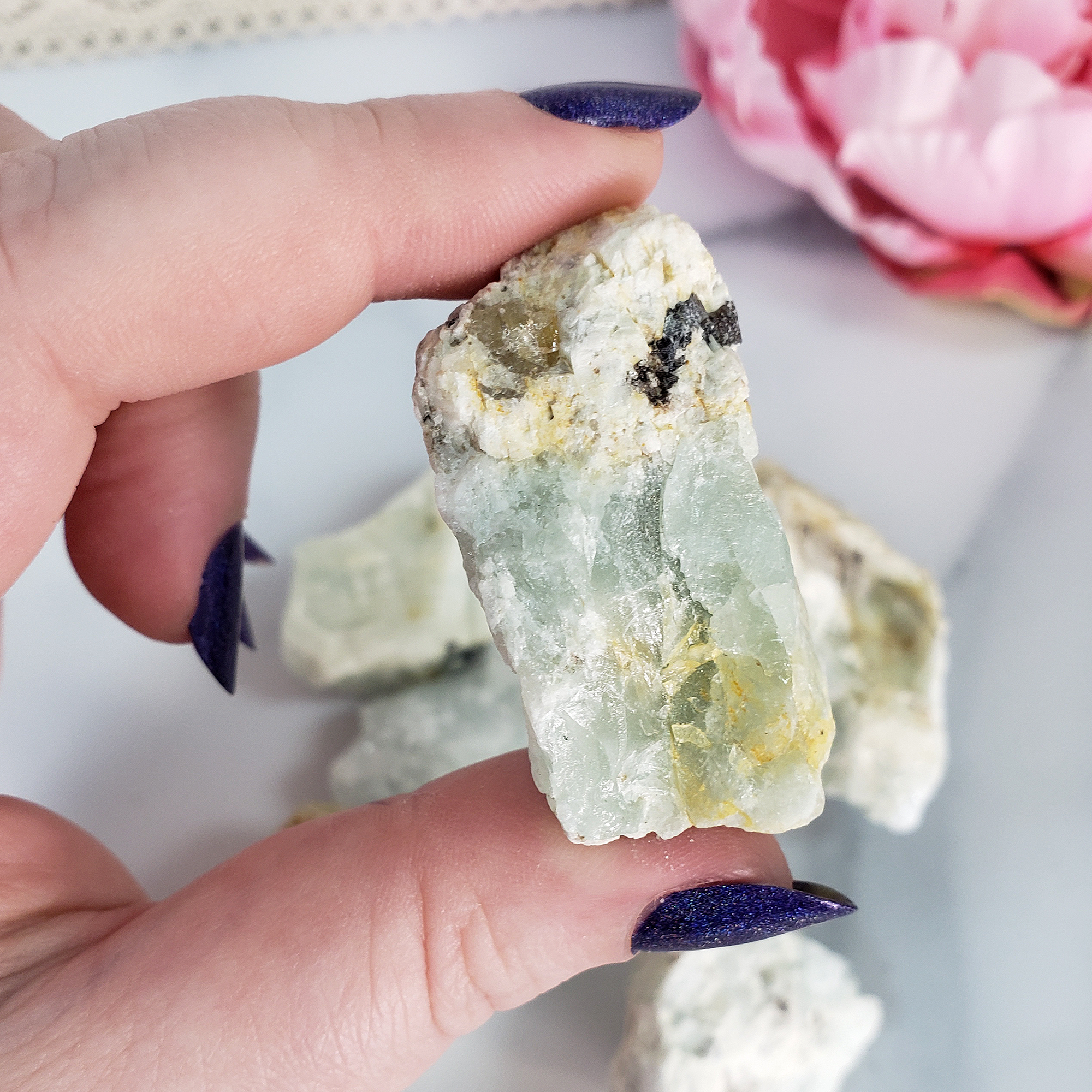 Raw Aquamarine Crystal Beryl Stone Rough Gemstone | Multiple Sizes - Close Up 3