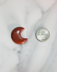 Red Jasper Natural Gemstone Crescent Moon Carving Fidget Stone - Red Jasper Stone Crystal Moons - Size Comparison