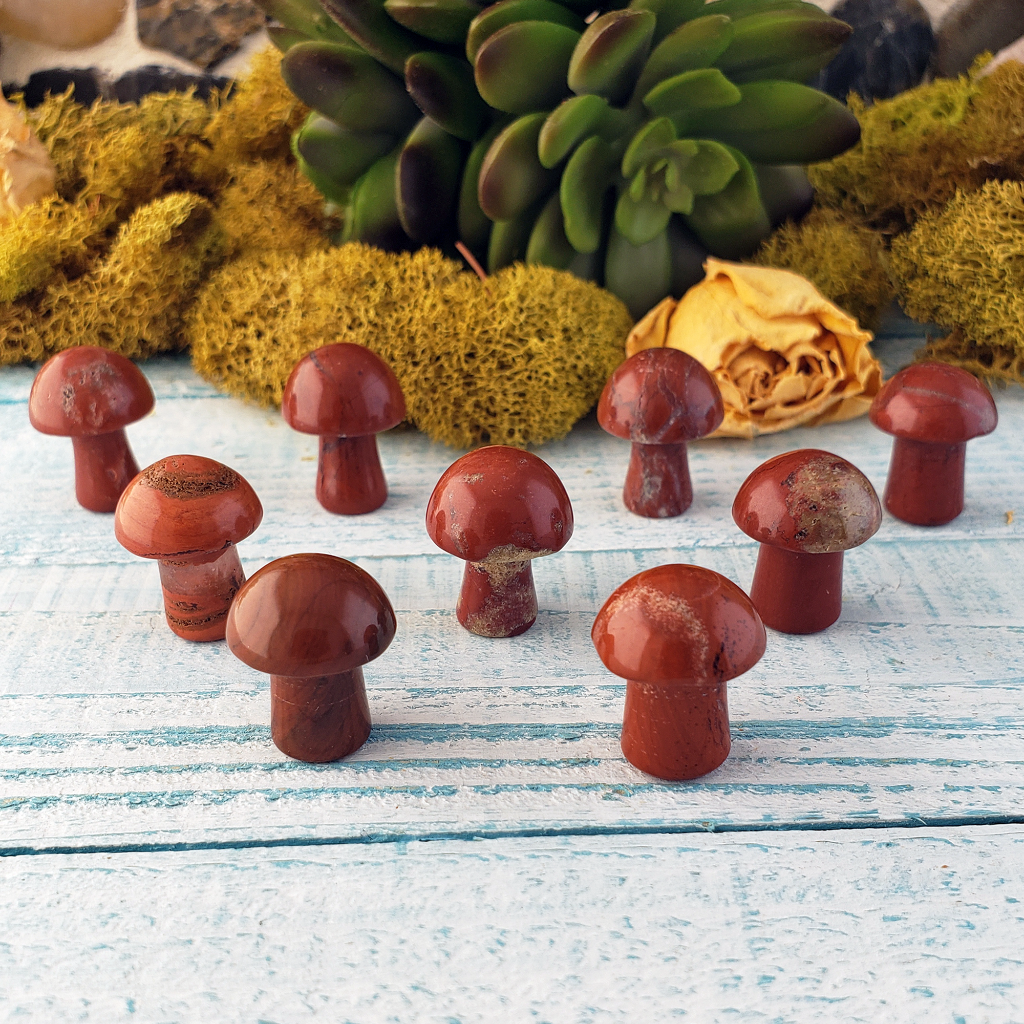 Red Jasper Stone Natural Crystal Mushroom Toadstool Mini Carving - Red Jasper, Brecciated Jasper, Red Flower Jasper