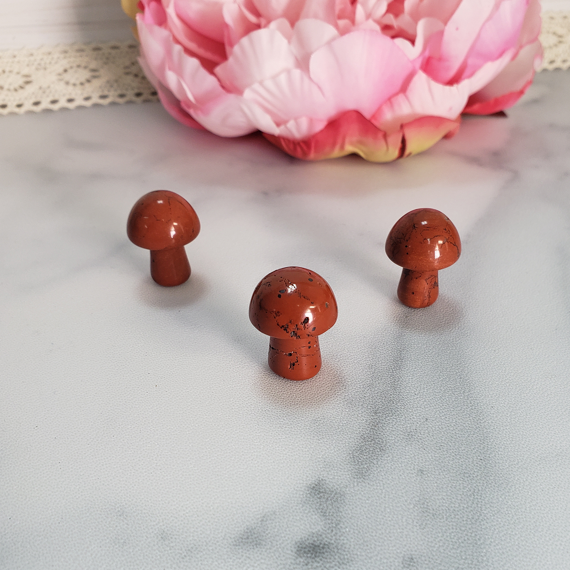 Red Jasper Stone Natural Crystal Mushroom Toadstool Mini Carving