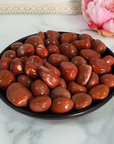 Red Jasper Stone Natural Gemstone Tumbled Crystal - in Black Ceramic Plate