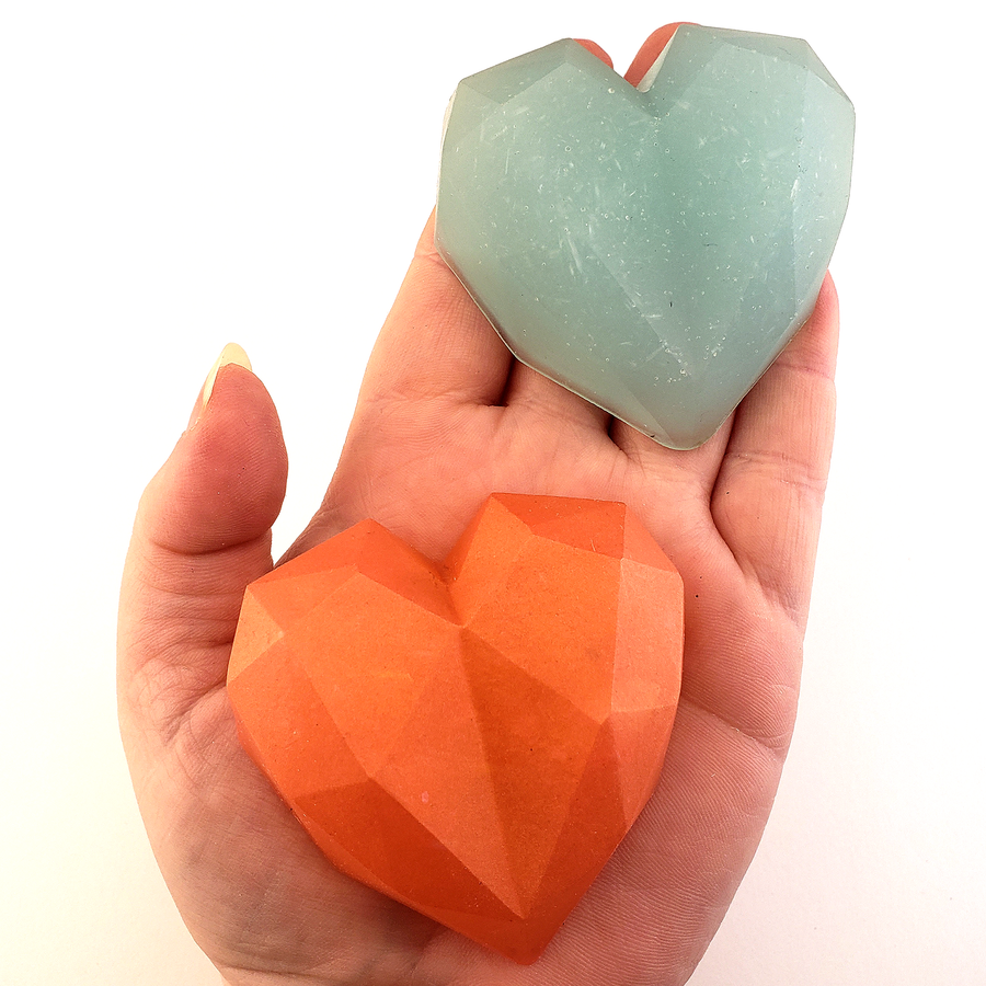 Rainbow Resin Heart - Handmade Valentine's Day Gift - In Hand