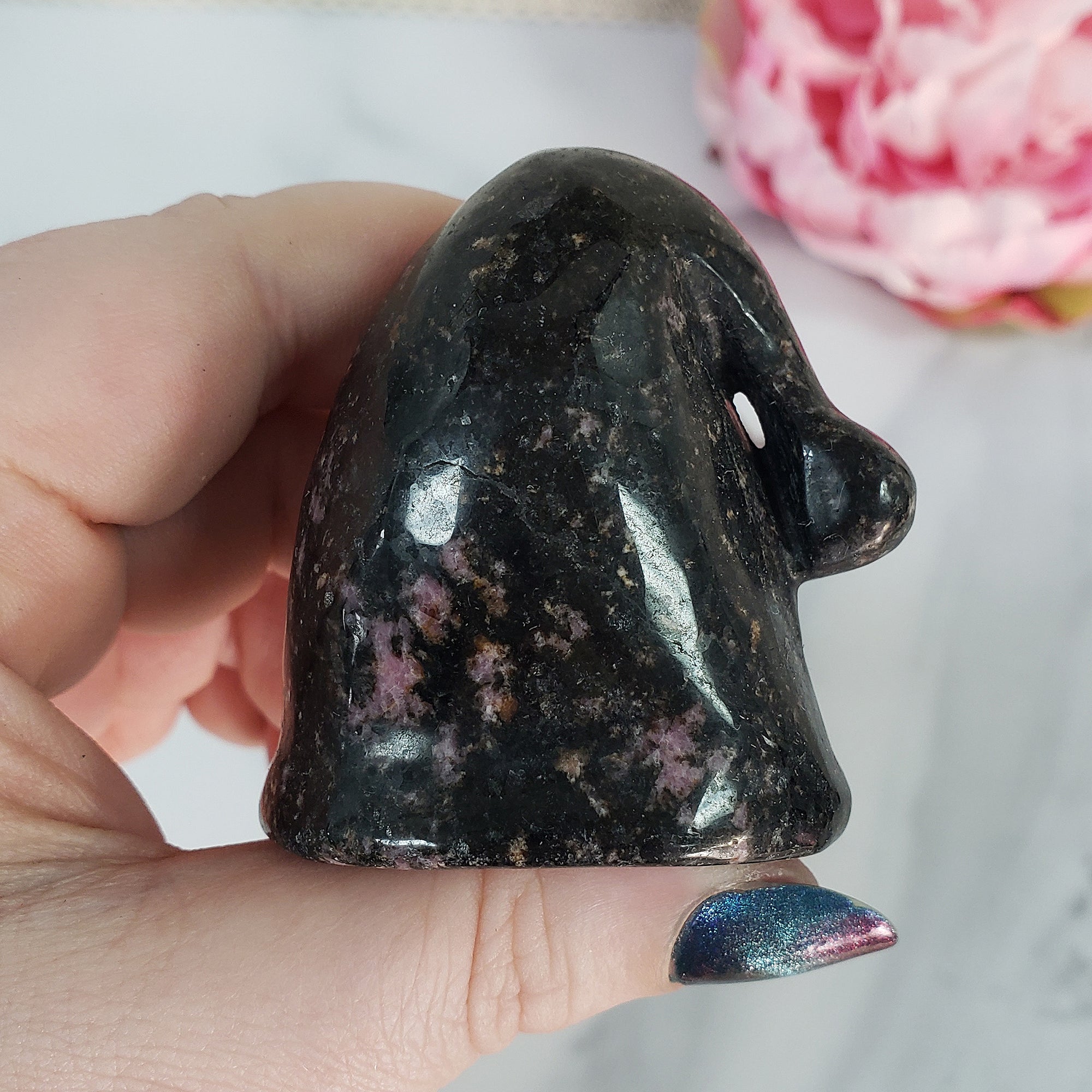 Rhodonite Crystal Natural Gemstone Santa Hat Gnome Hat - 5