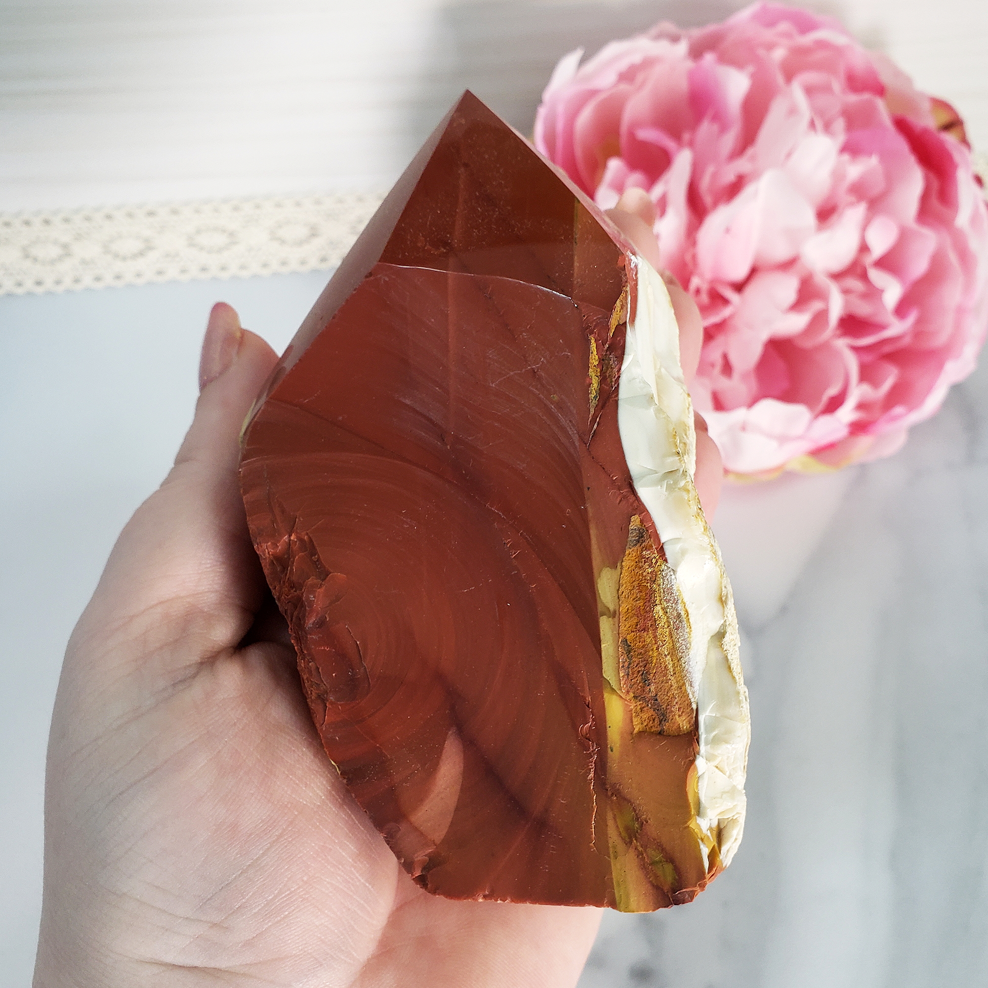 Unique Red Mookaite Jasper Natural Rough Crystal Tower Point - Roan - 4