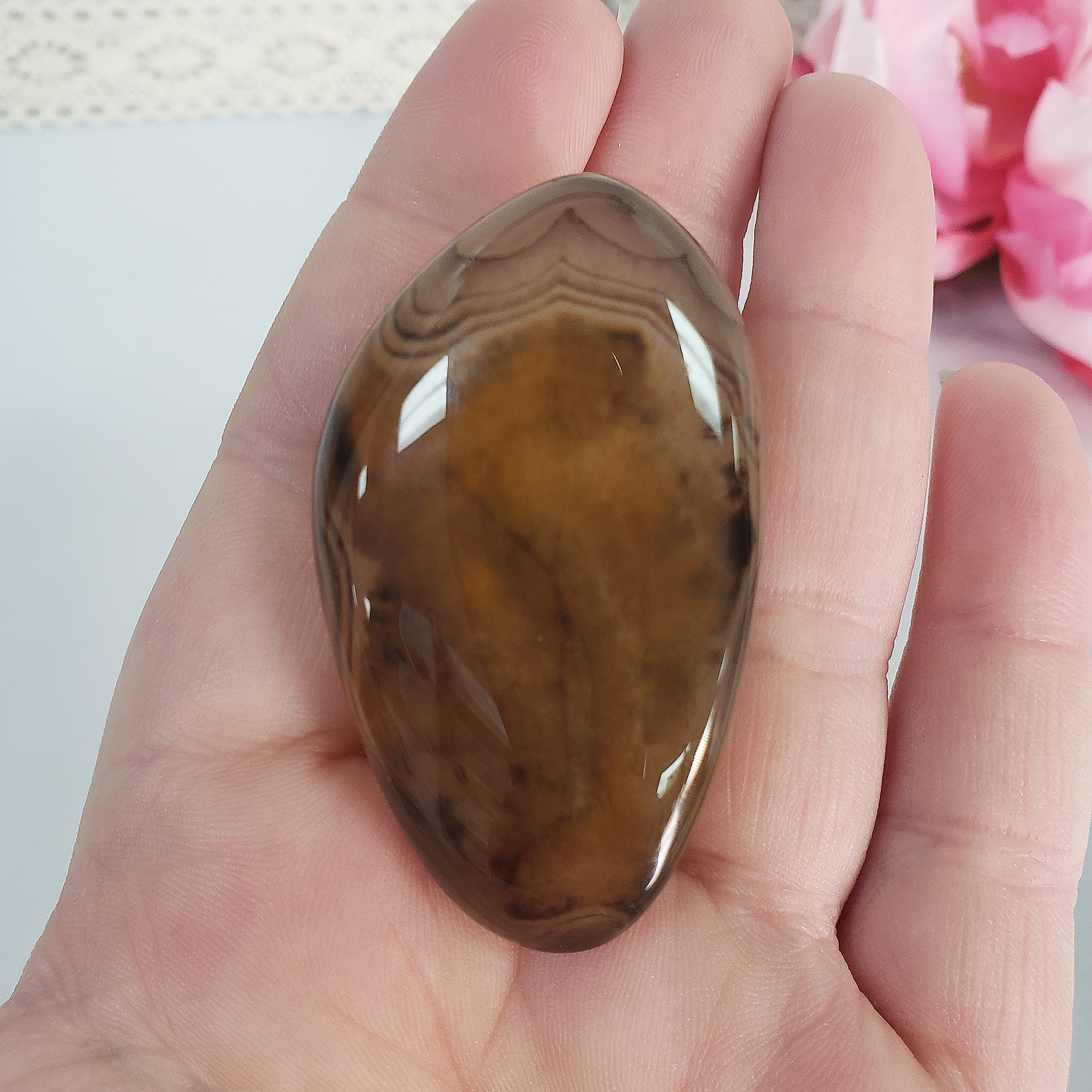 Unique Banded Agate Stone Natural Crystal Freeform Palm Stone | Rogue - 4