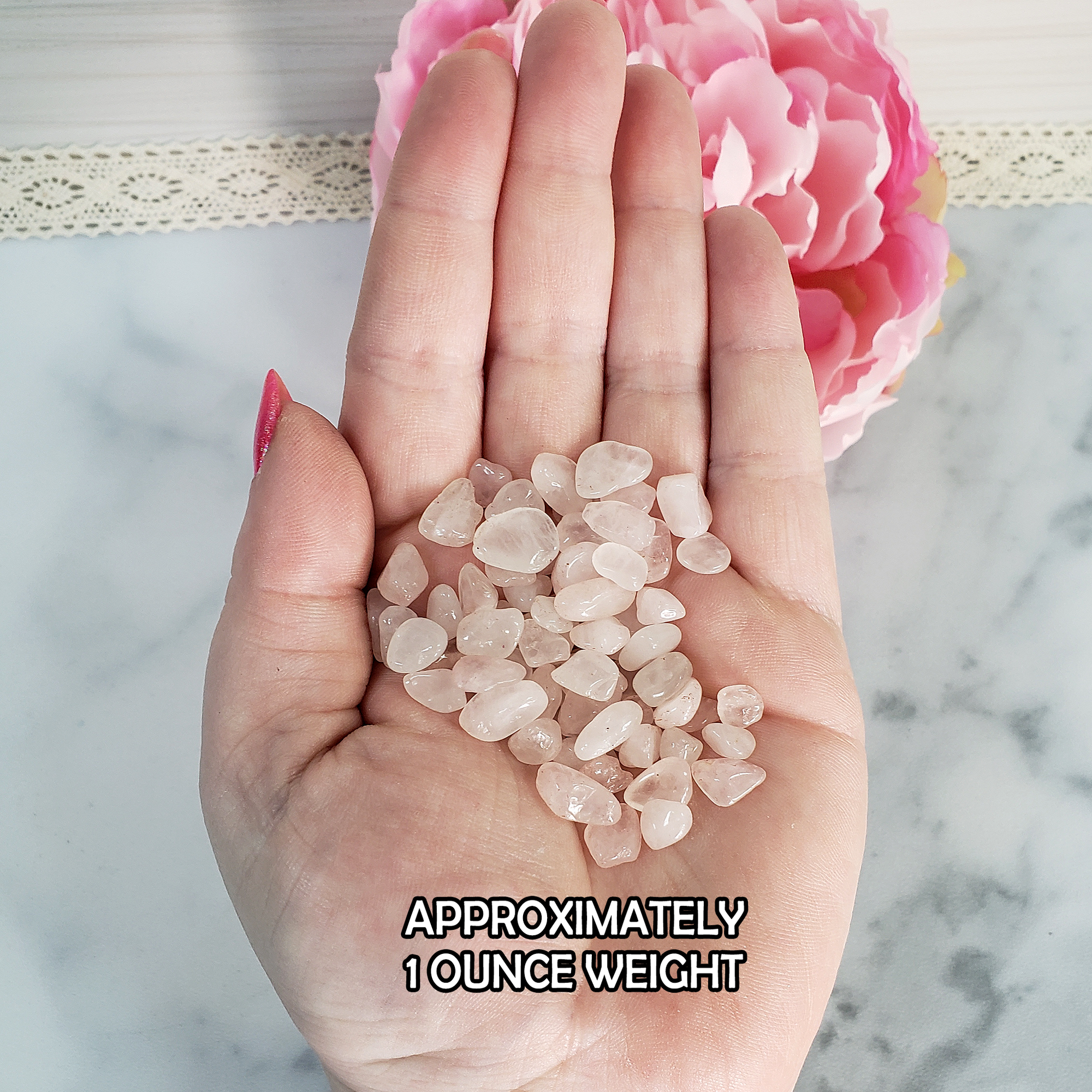 Rose Quartz Crystal Natural Gemstone Chips By the Ounce - 1