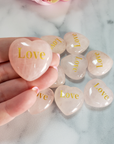 Rose Quartz Crystal Natural Gemstone Heart Carving | Engraved Love Affirmation