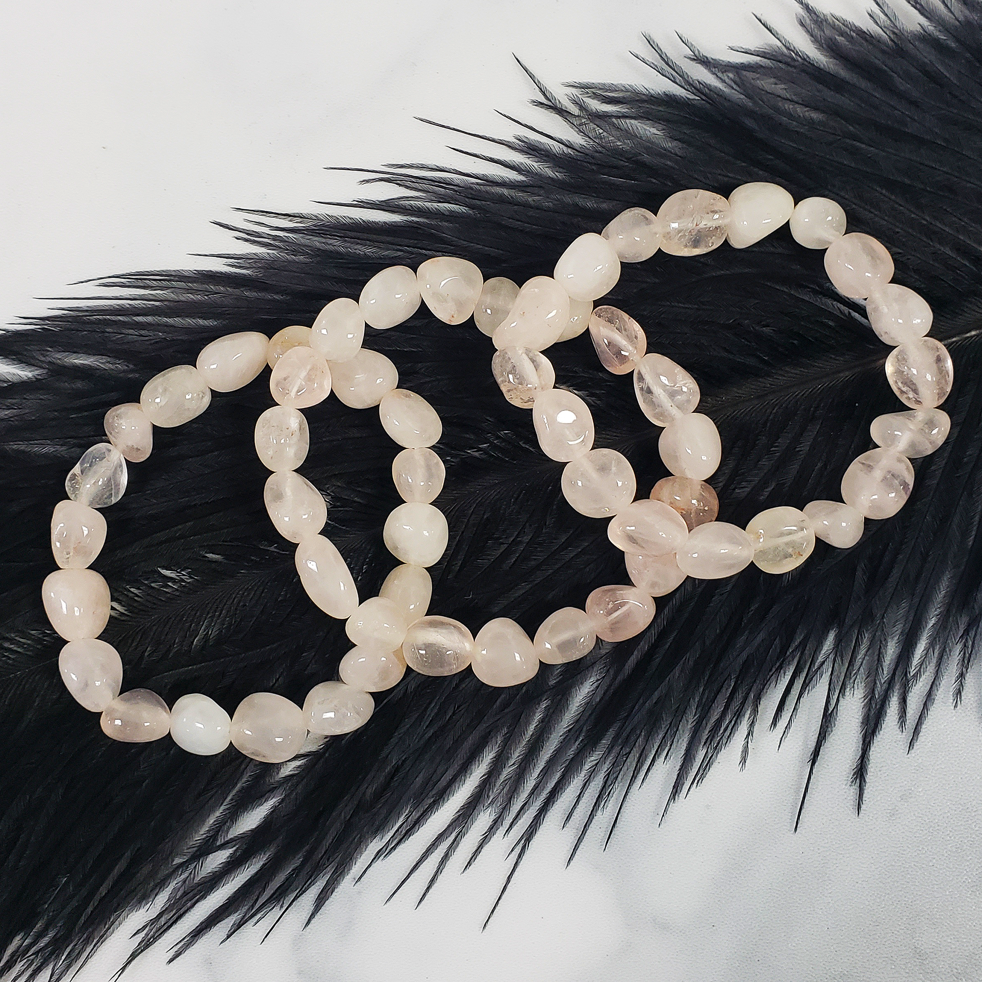 Rose Quartz Crystal Natural Gemstone Nugget Bead Bracelet