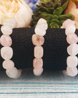 Rose Quartz Crystal Natural Gemstone Nugget Bead Bracelet - 1