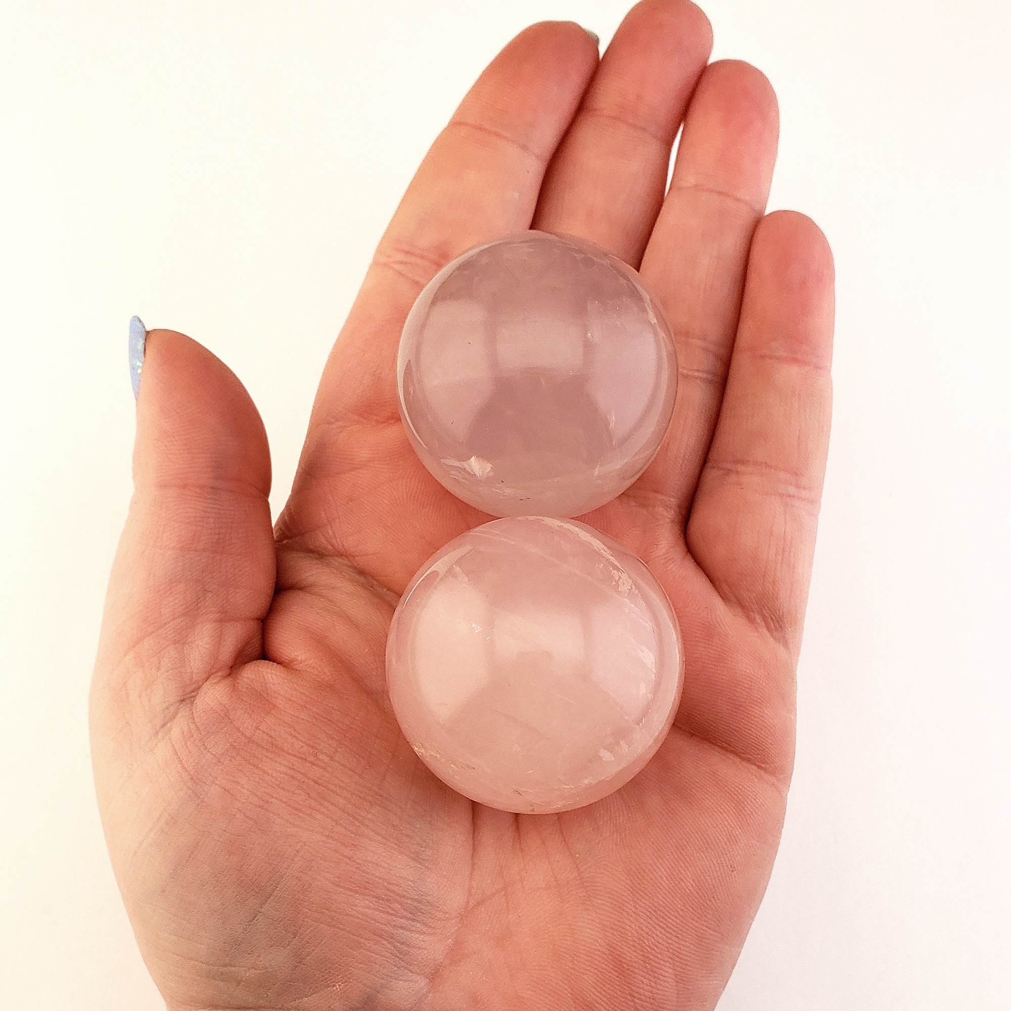 Rose Quartz Crystal Sphere Natural Gemstone Orb - 30mm - 35mm - In Hand 3