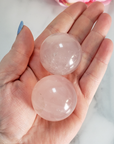 Rose Quartz Crystal Sphere Natural Gemstone Orb - 30mm - 35mm - In Hand 2