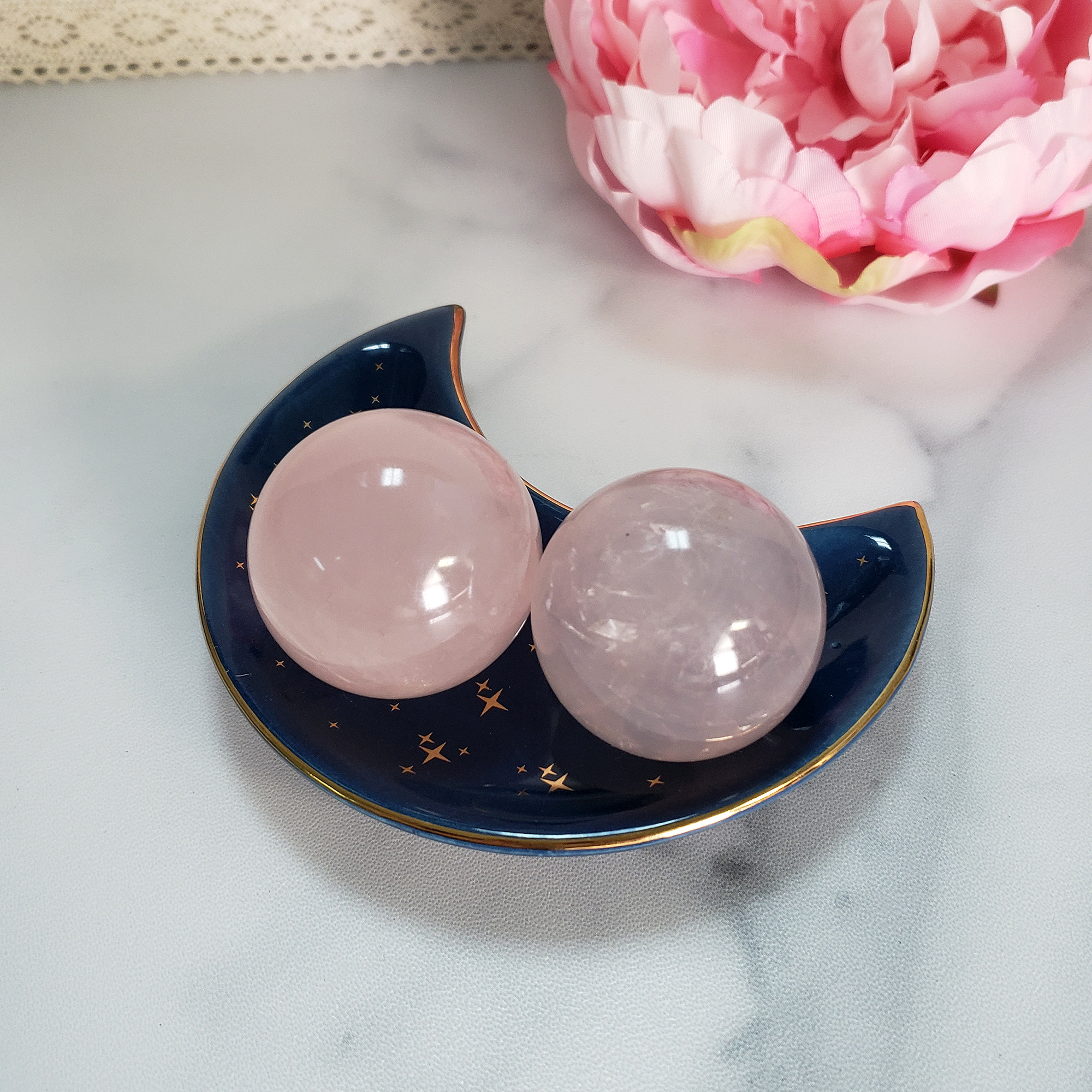 Rose Quartz Crystal Sphere Natural Gemstone Orb - 30mm - 35mm