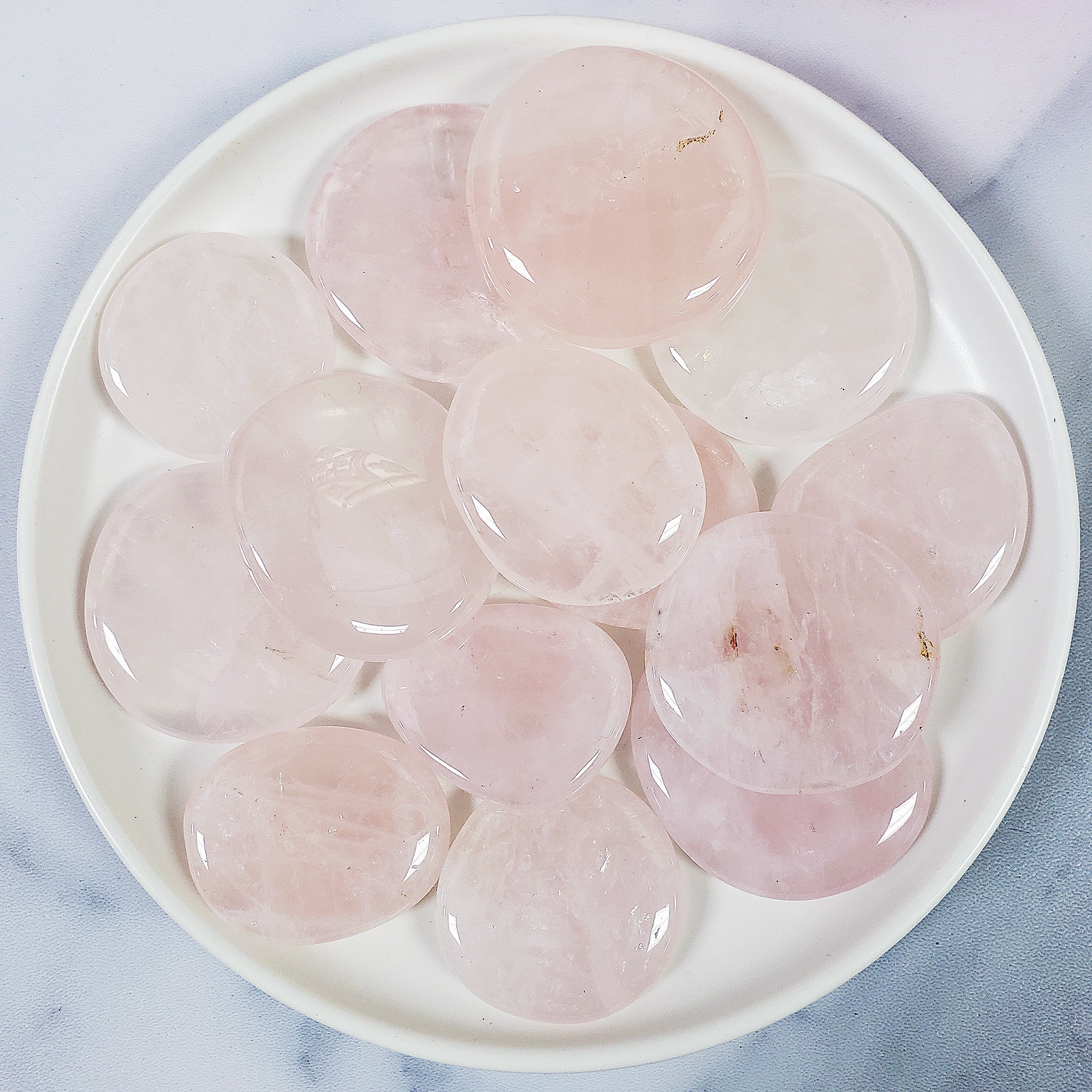 Rose Quartz Natural Crystal Palm Stone Worry Stone Meditation Tool | Multiple Sizes