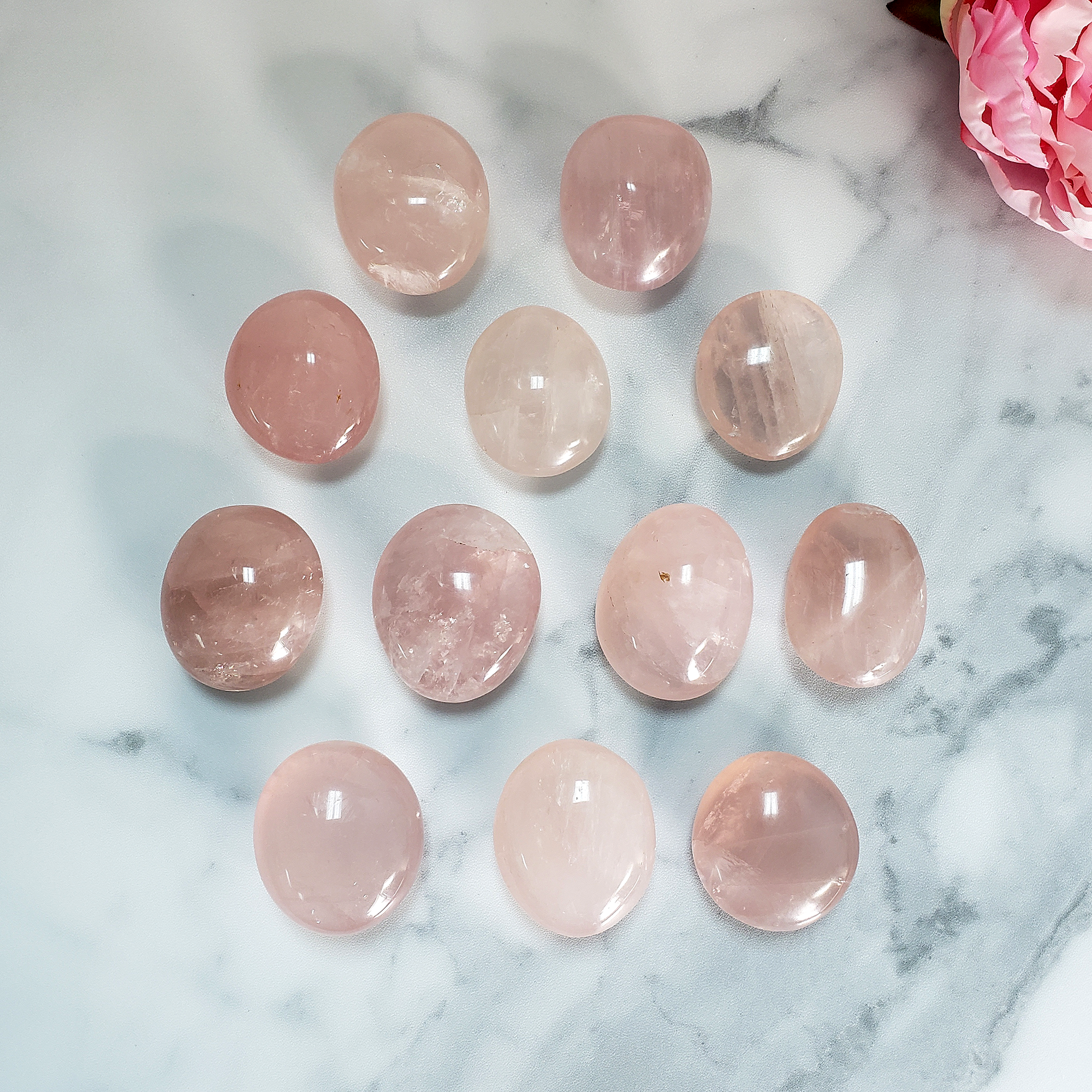 Rose Quartz Crystal Natural Gemstone Puffy Palm Stone for Meditation