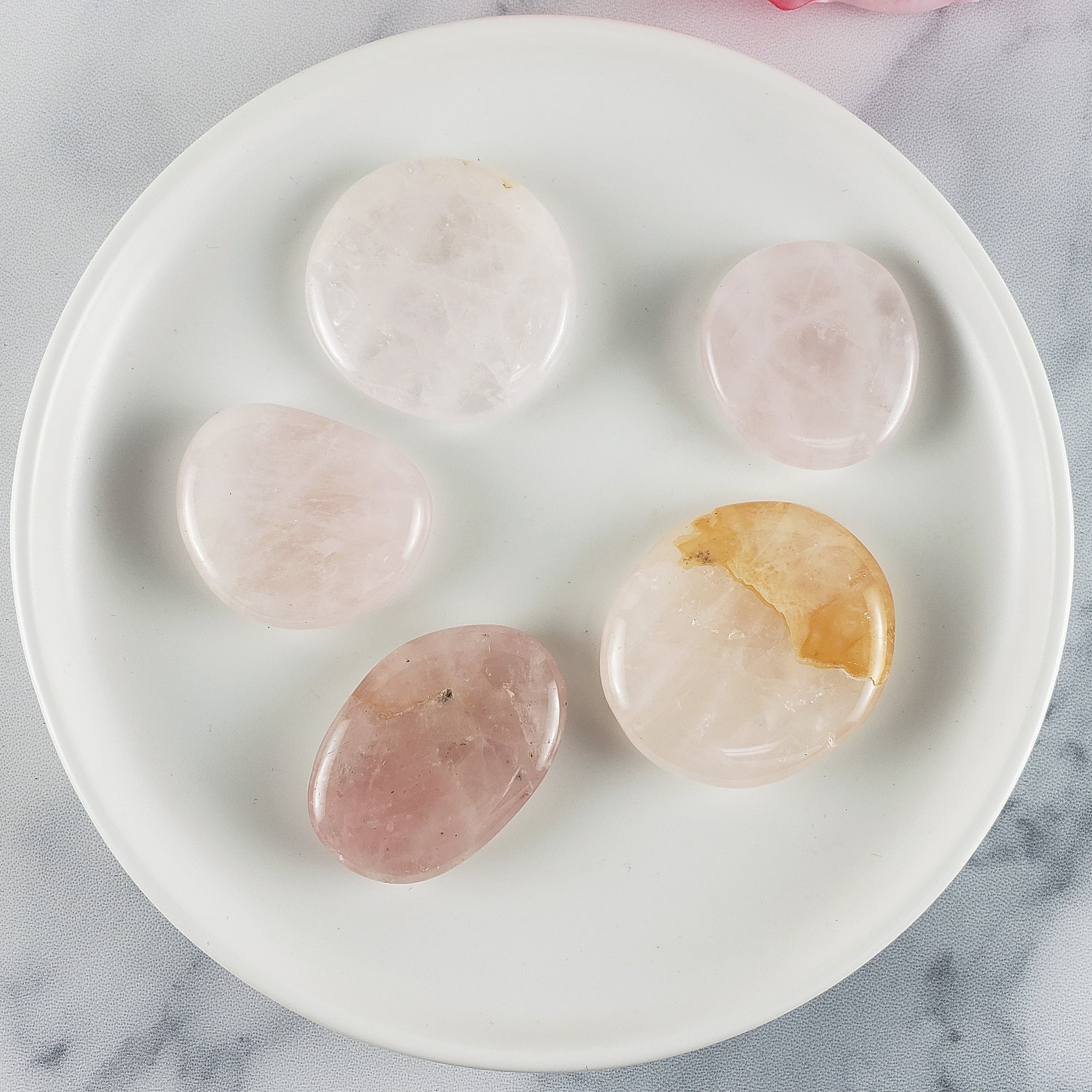 Rose Quartz Natural Crystal Palm Stone Worry Stone Meditation Tool | Multiple Sizes - Heart Chakra - 1