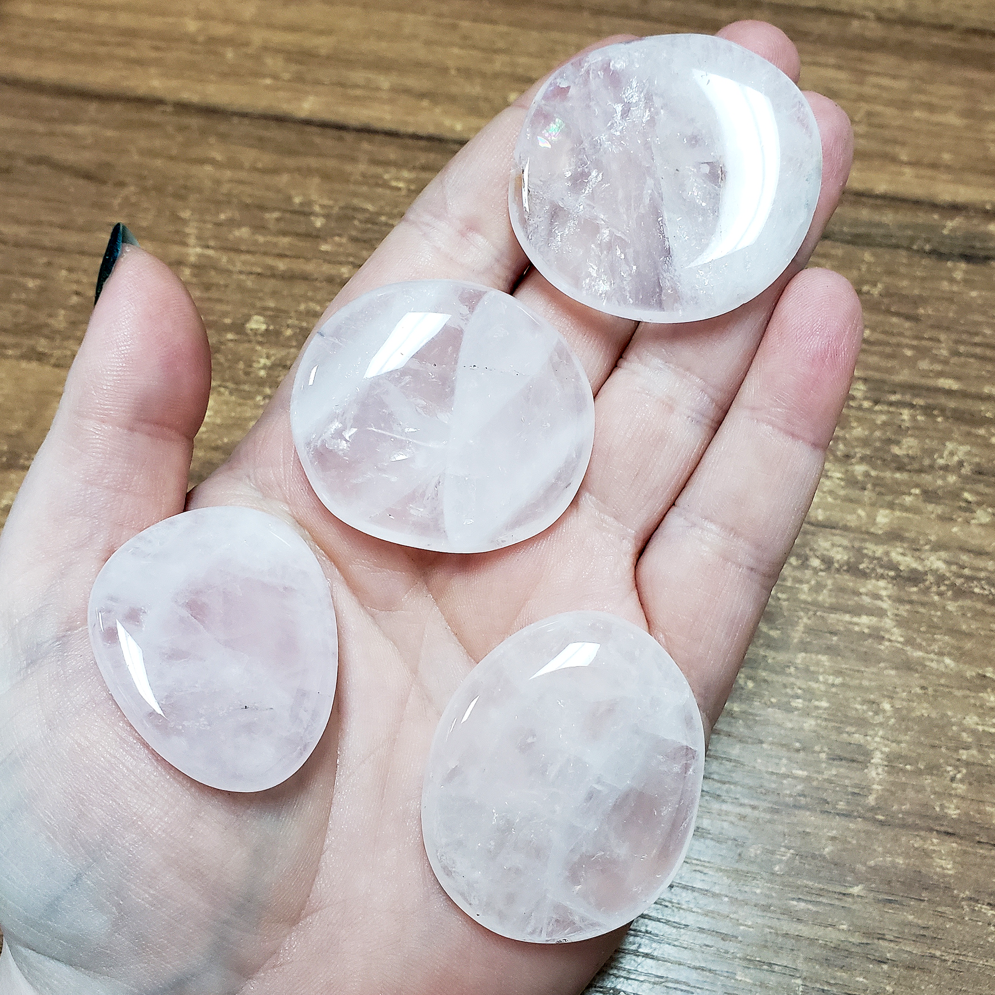 Rose Quartz Natural Crystal Palm Stone Worry Stone Meditation Tool - C