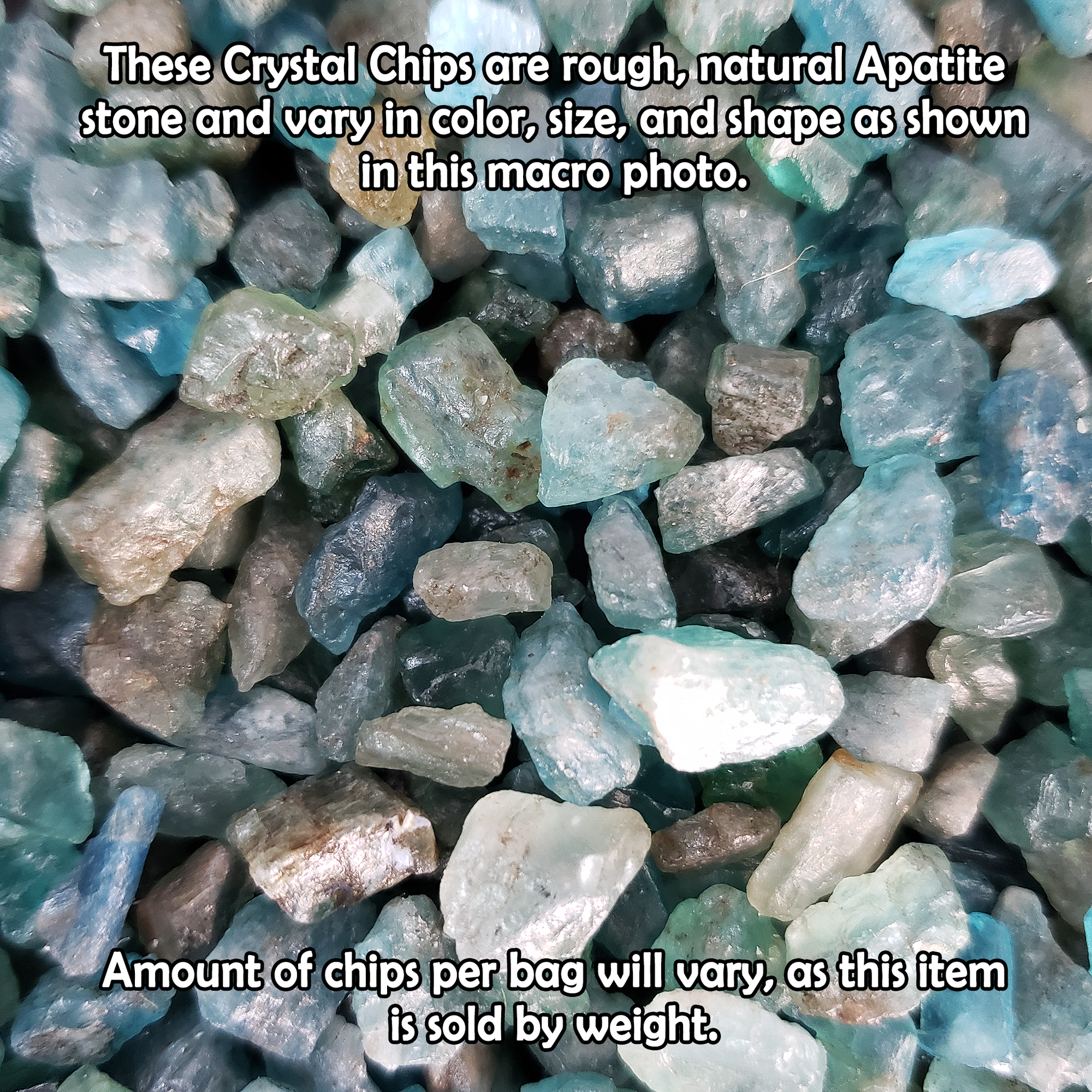 Rough Blue Apatite Stone Natural Crystal Chips By the Ounce - Close Up