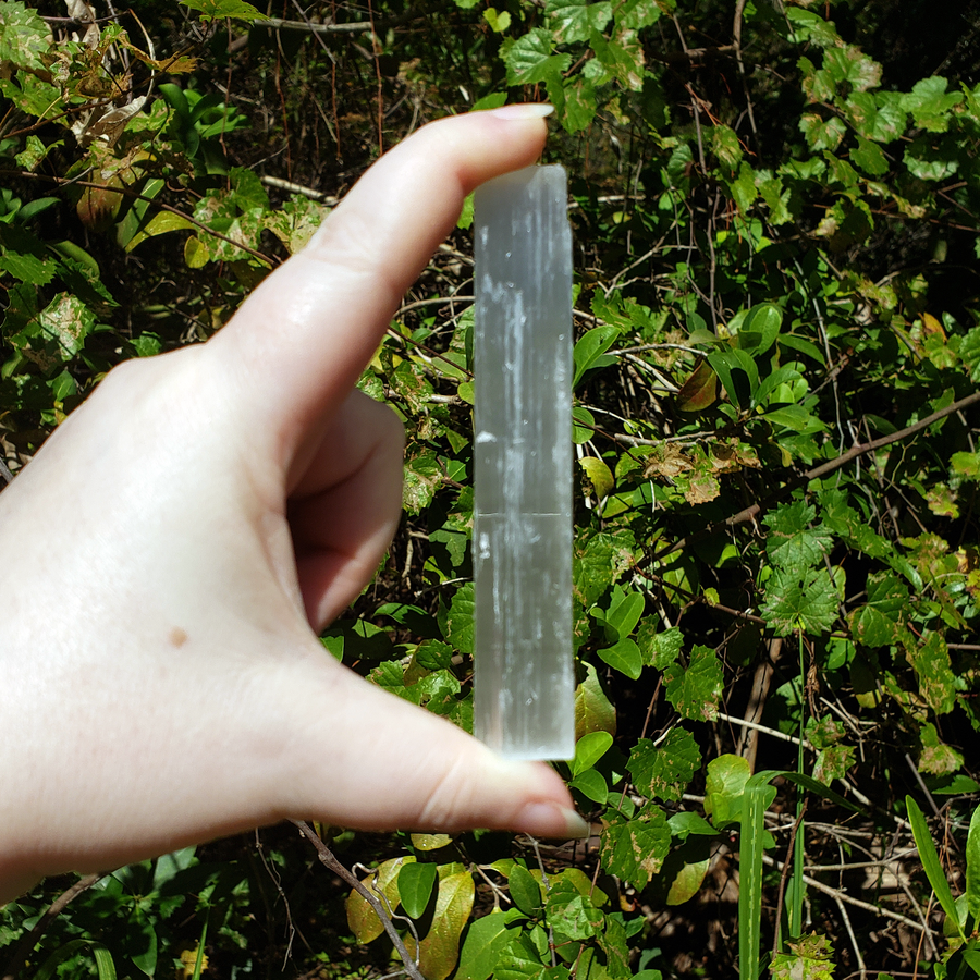 Rough Selenite Crystal Rough Stick - One 3.75 Inch Stick - Outdoor Light