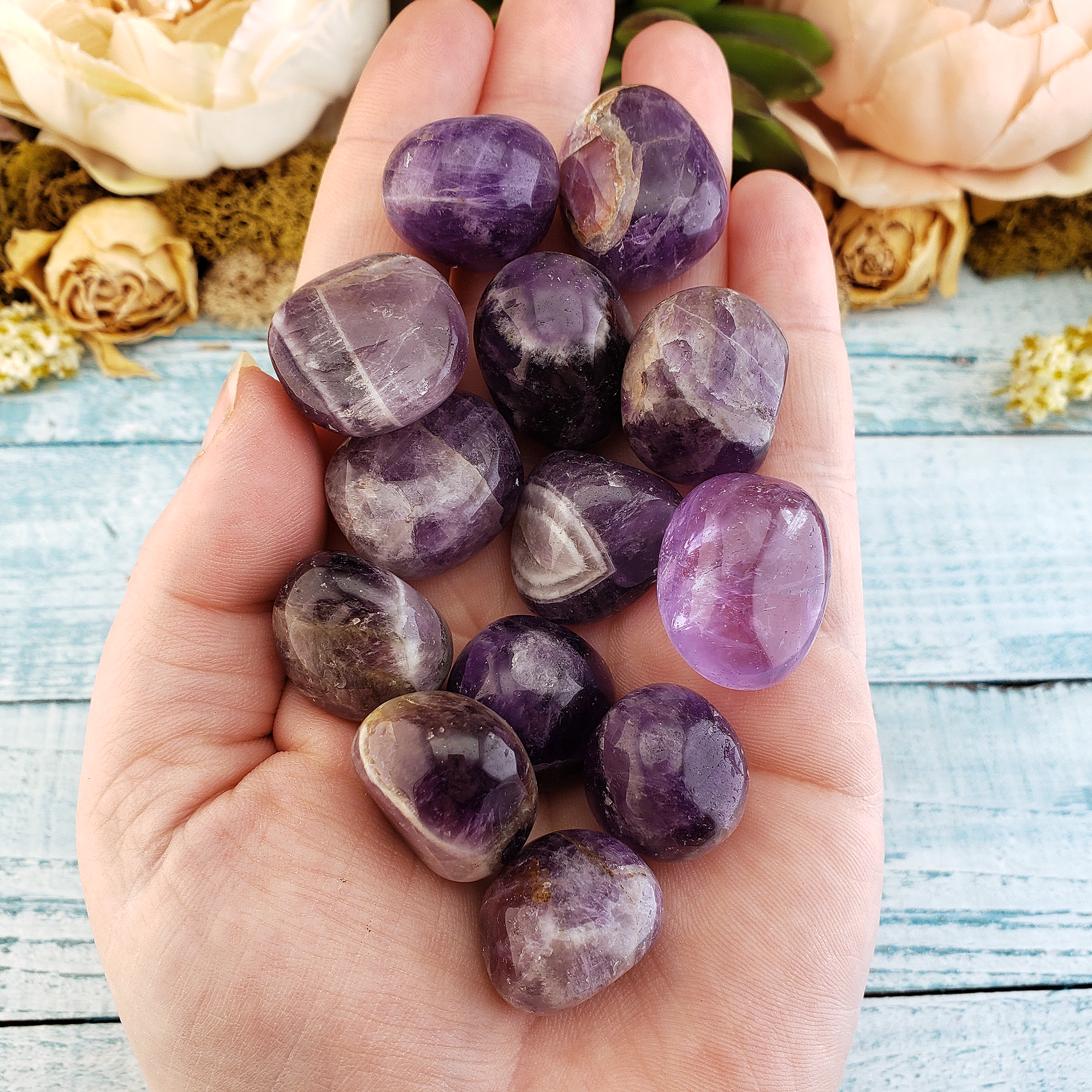 Indian Amethyst Natural Tumbled Crystal - One Stone - In Hand