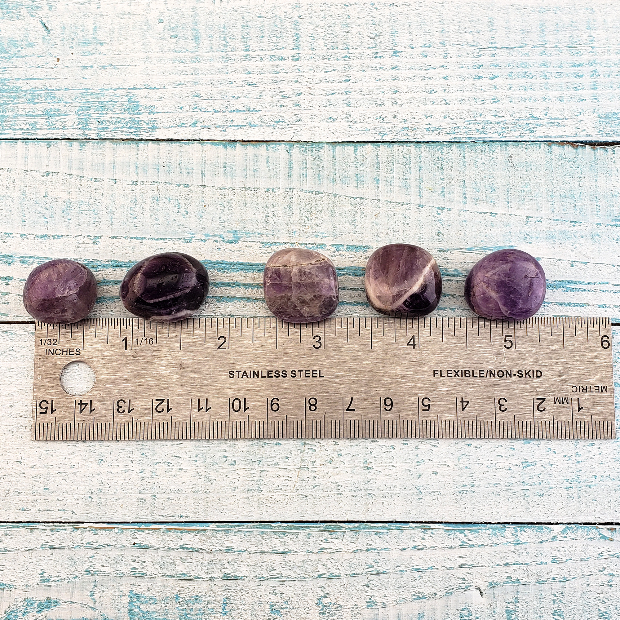 Indian Amethyst Natural Tumbled Crystal - One Stone - Measurement