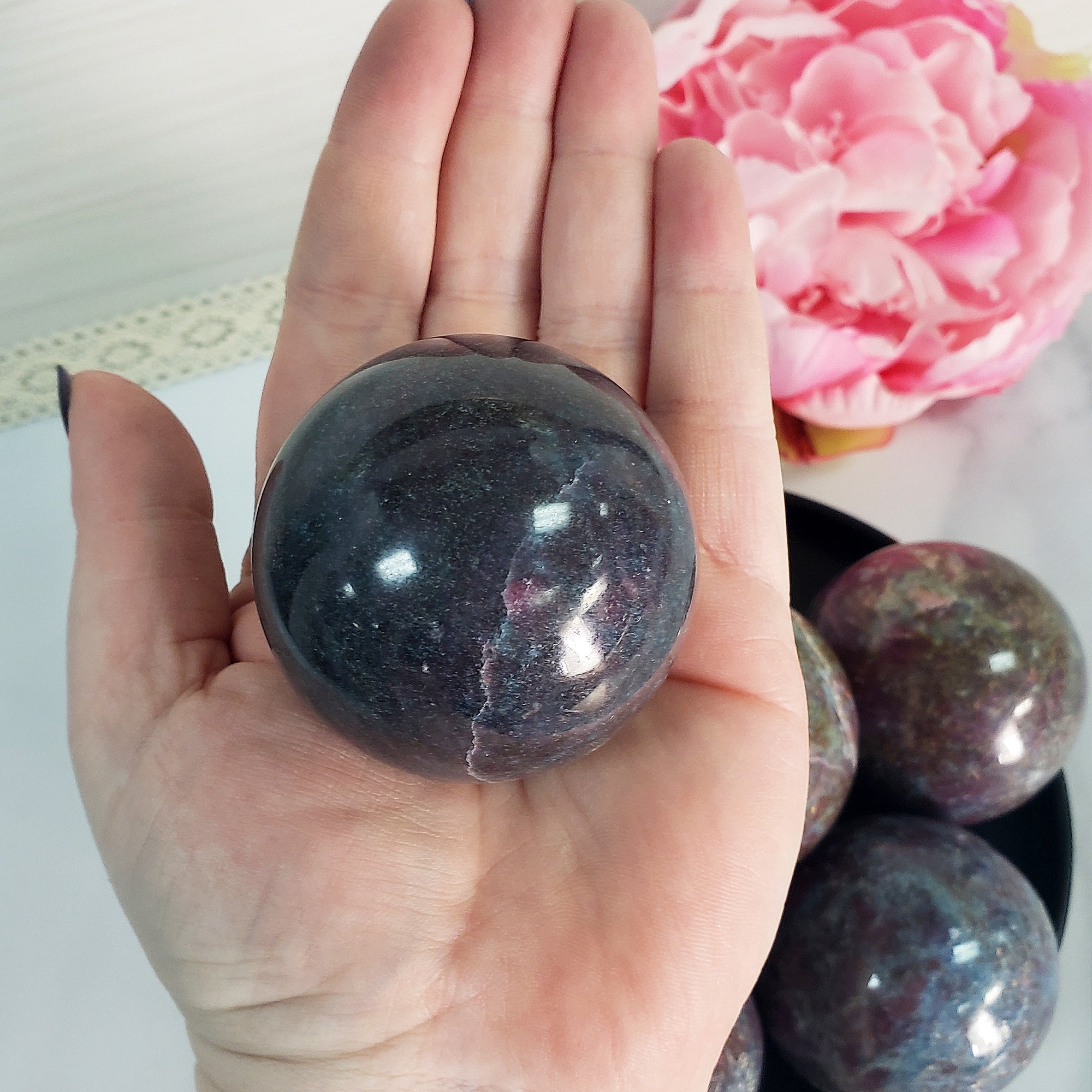 Ruby Kyanite Crystal Sphere Natural Gemstone Orb | 50mm - 58mm - 10