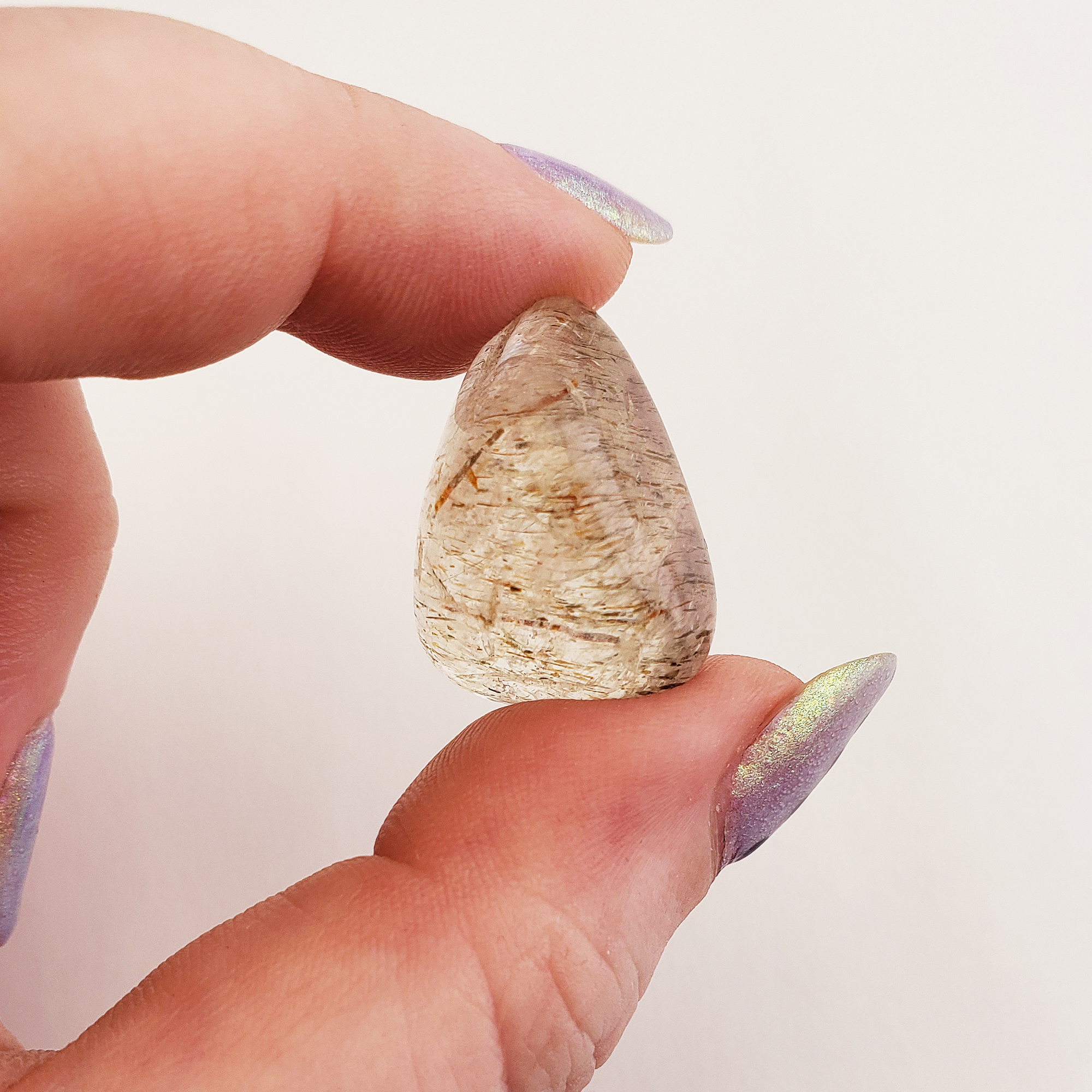 Rutilated Quartz Crystal Natural Gemstone Tumbled Stone - Close Up 3