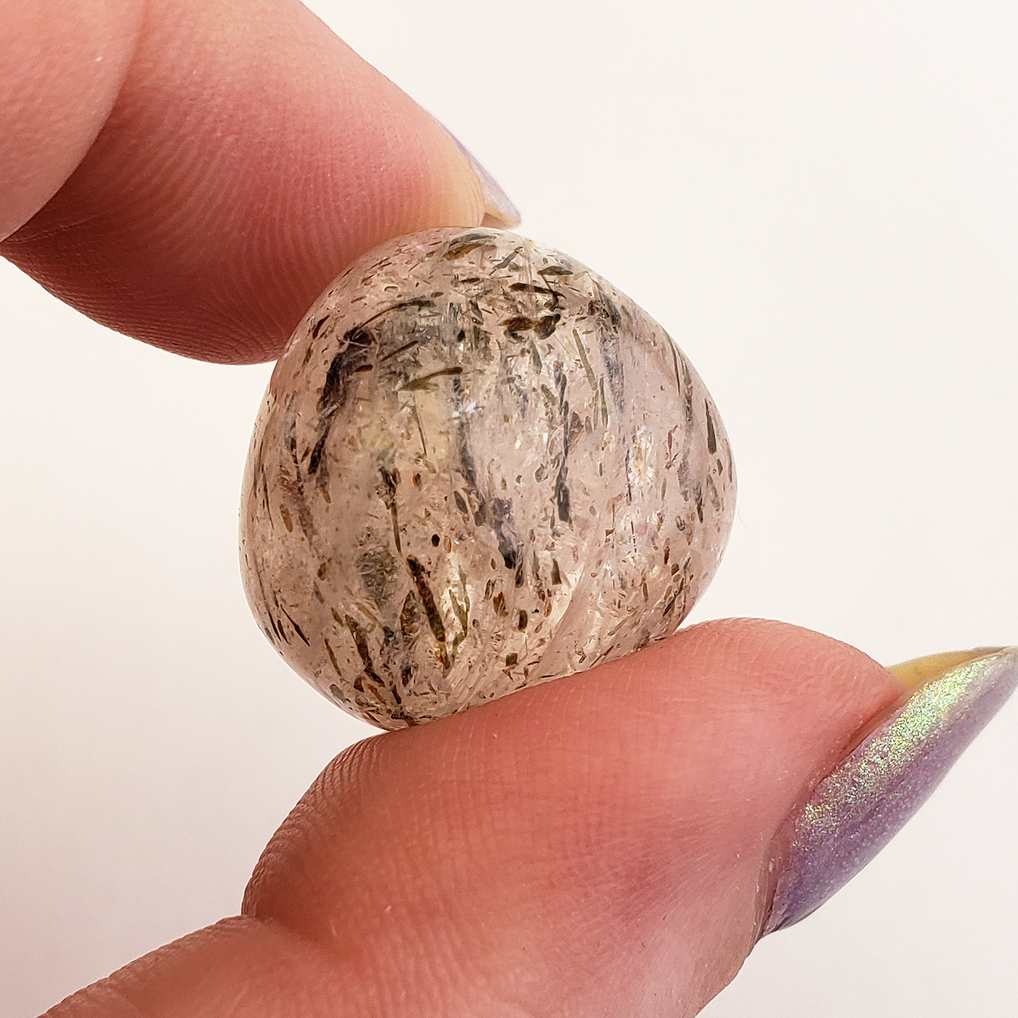 Rutilated Quartz Crystal Natural Gemstone Tumbled Stone - Close Up 1