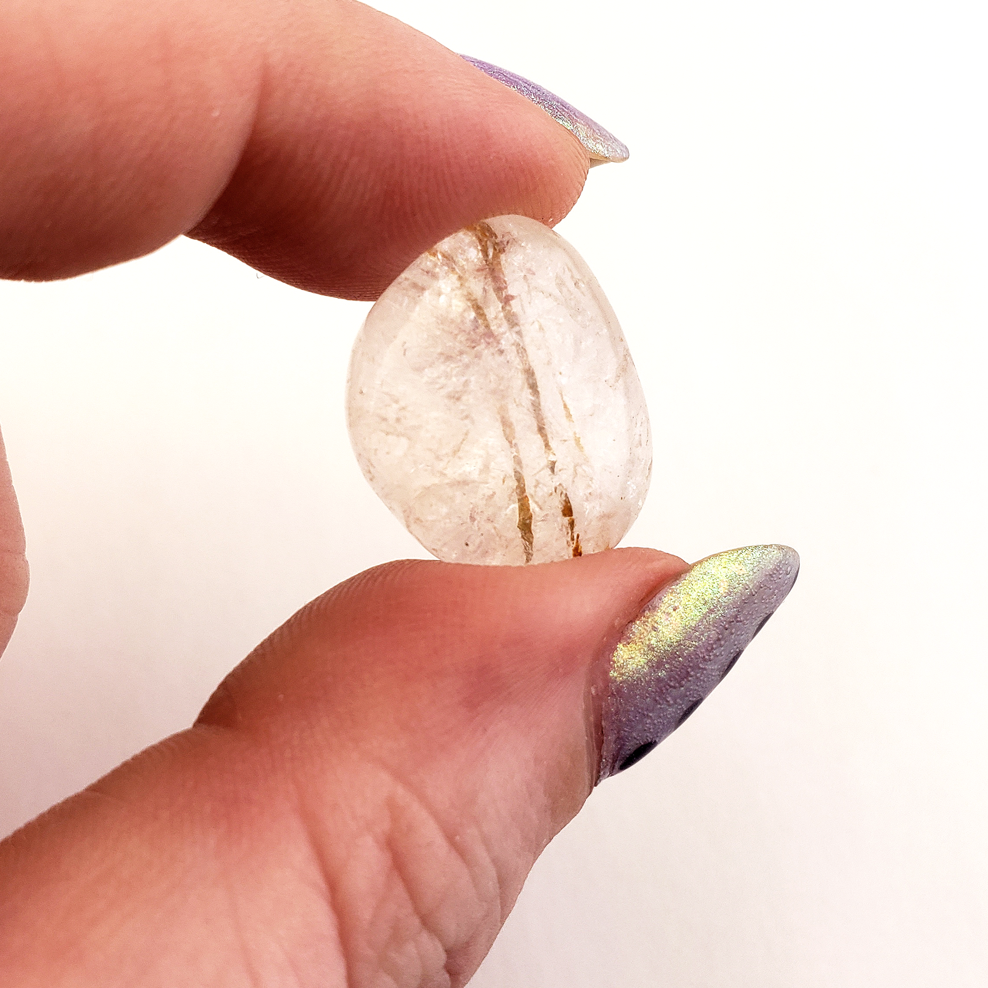 Rutilated Quartz Crystal Natural Gemstone Tumbled Stone - Close Up 2