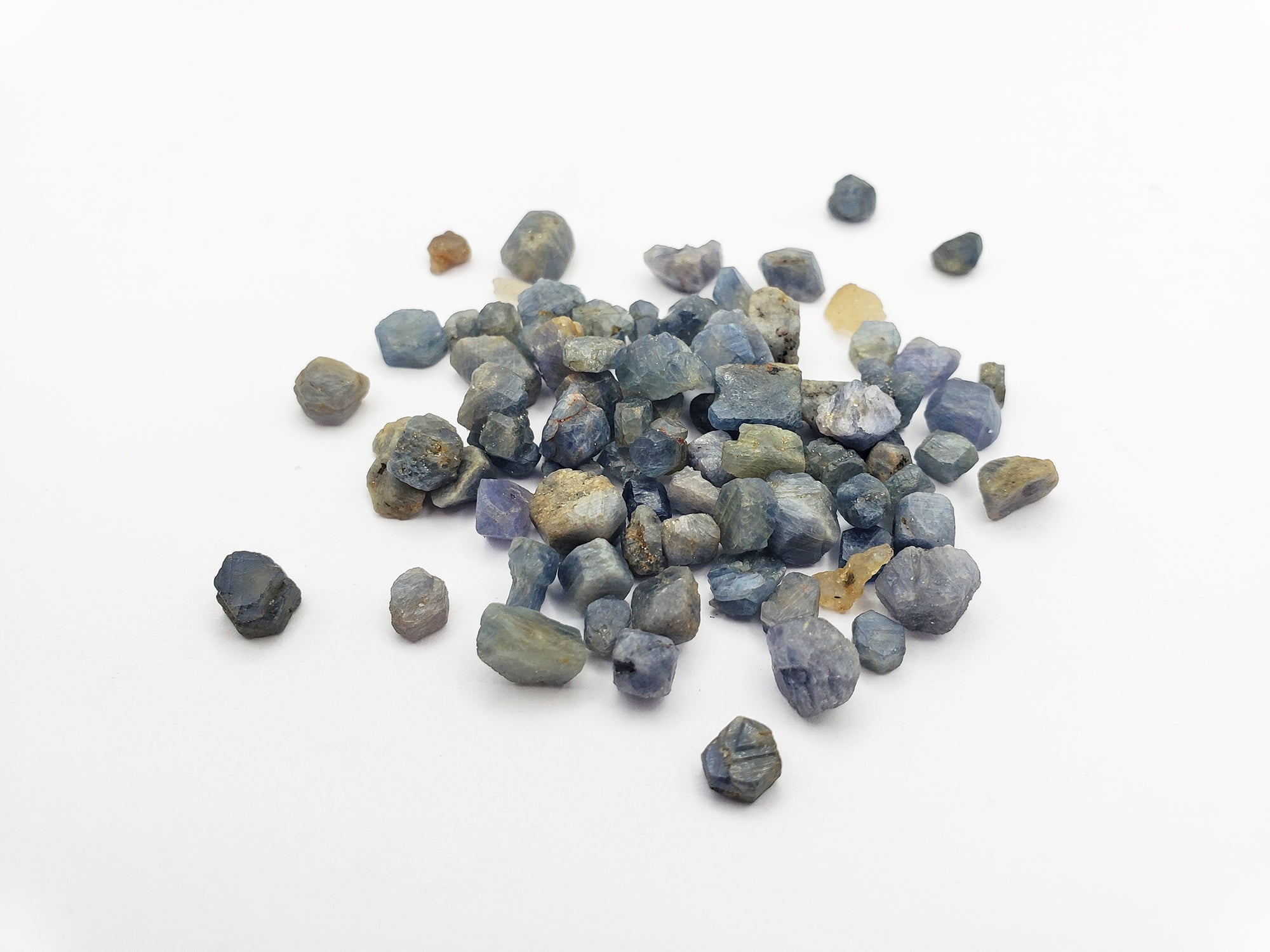 sapphire stones on white background