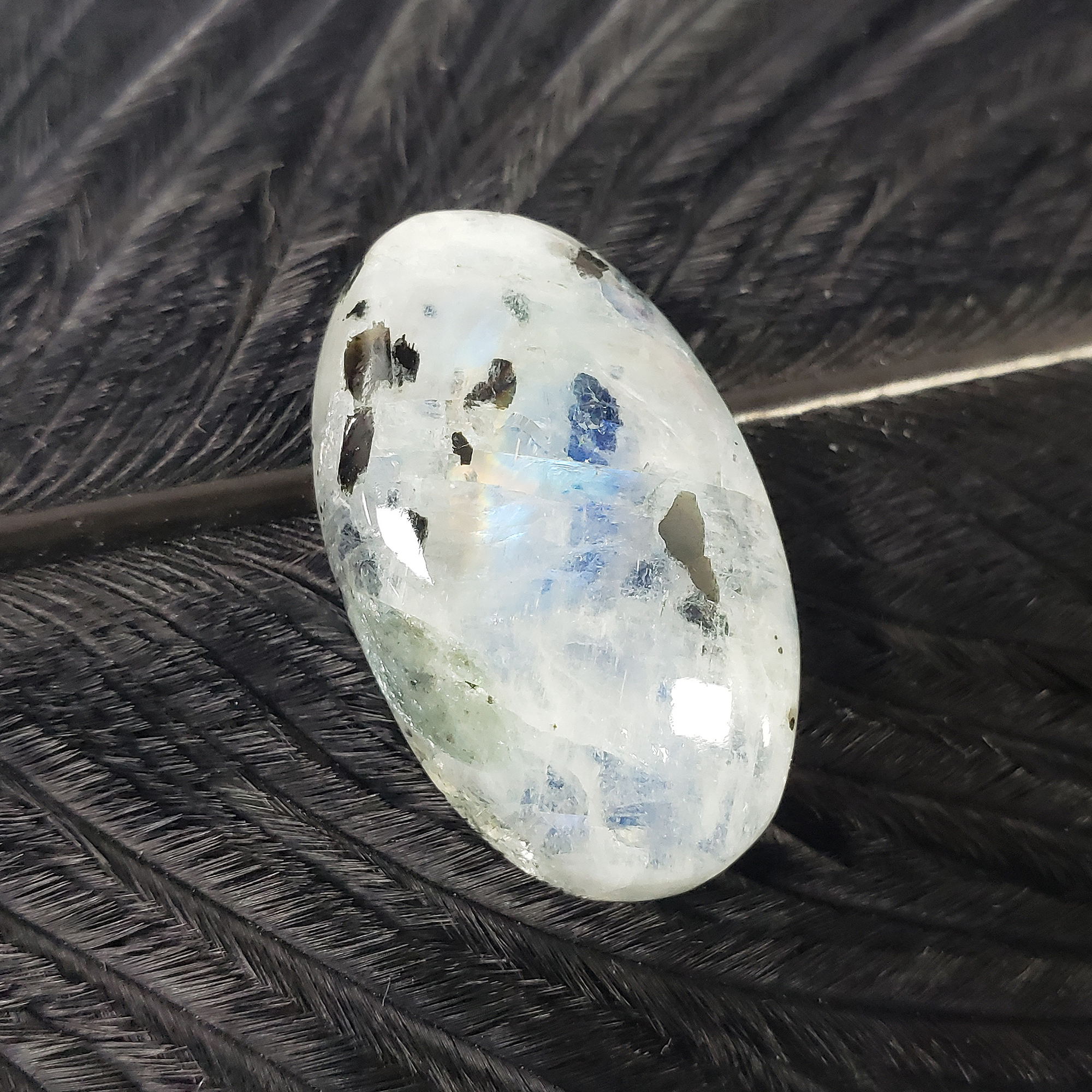 Unique 24 Carat Flashy Rainbow Moonstone Cabochon Natural High Quality Crystal | Saga - 4