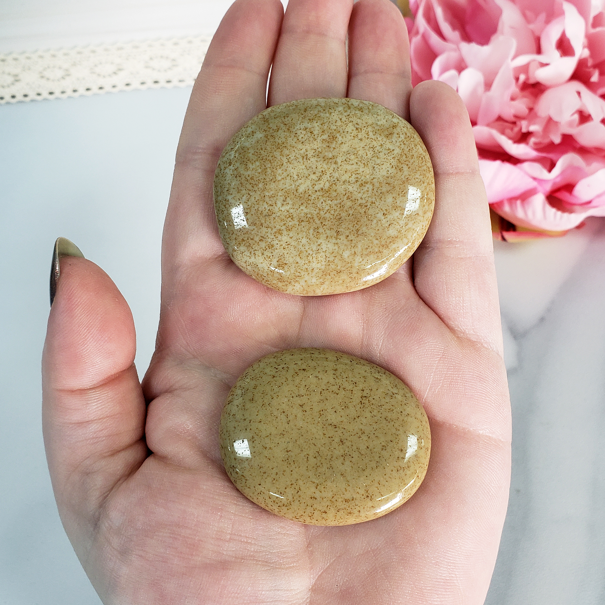 Sand Jasper Natural Crystal Palm Stone Worry Stone Meditation Tool - 1